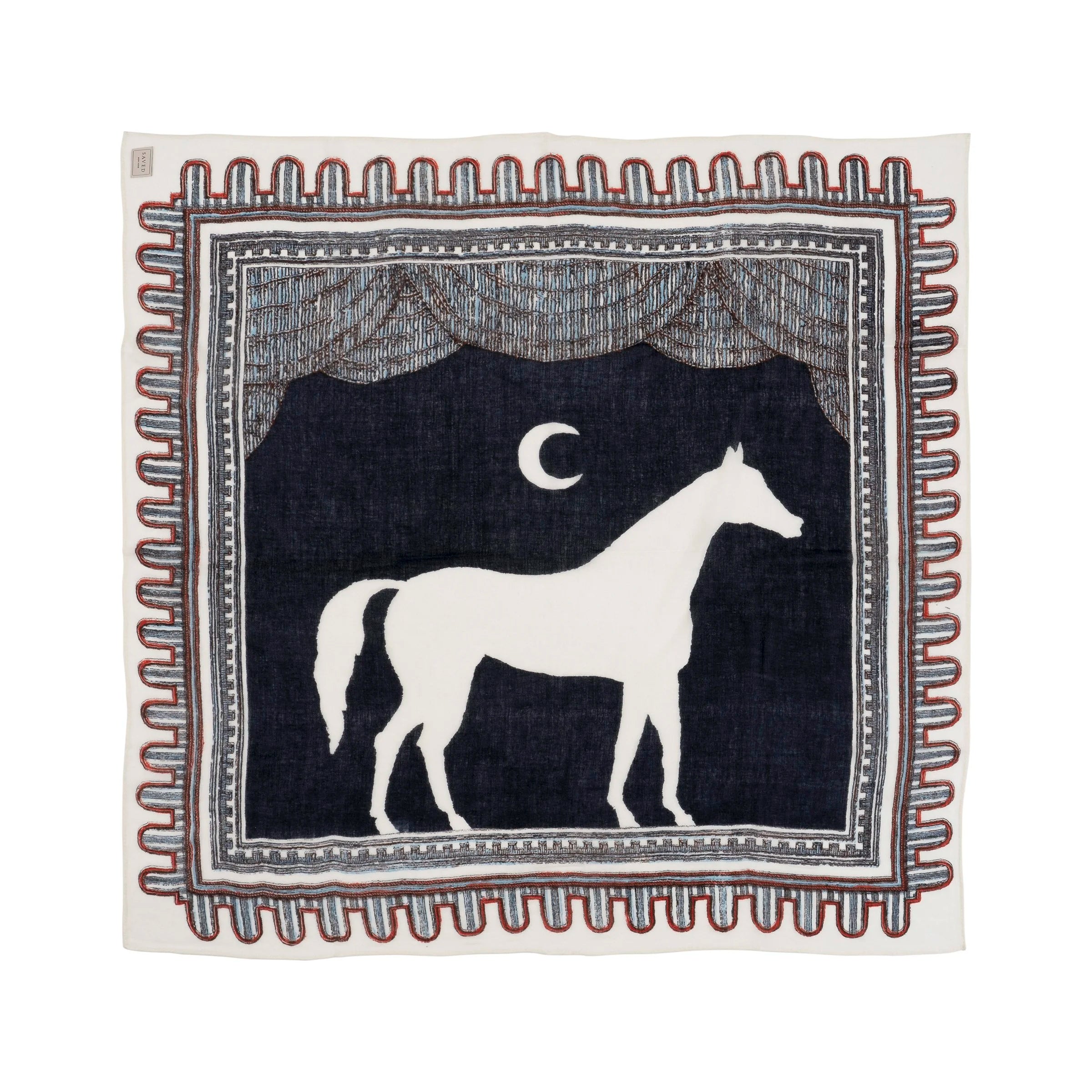 SAVED NY x Lukas The Illustrator "Nocturnal Stallion" Cashmere Scarf