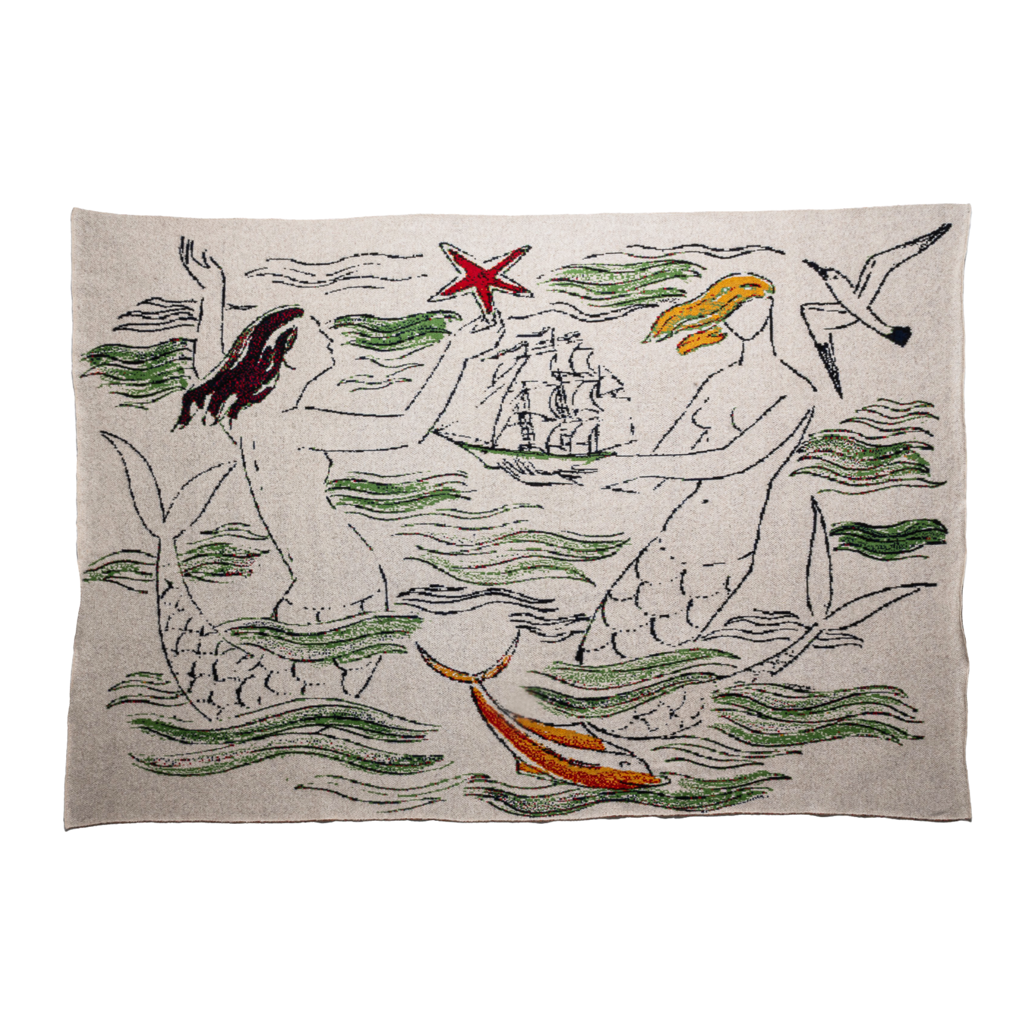 "MERMAIDS" CALLIGRAM CASHMERE BLANKET