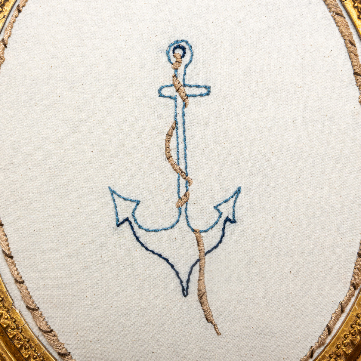 "SAILOR'S VALENTINE" II FRAMED EMBROIDERY (2025) BY SEAN McNANNEY