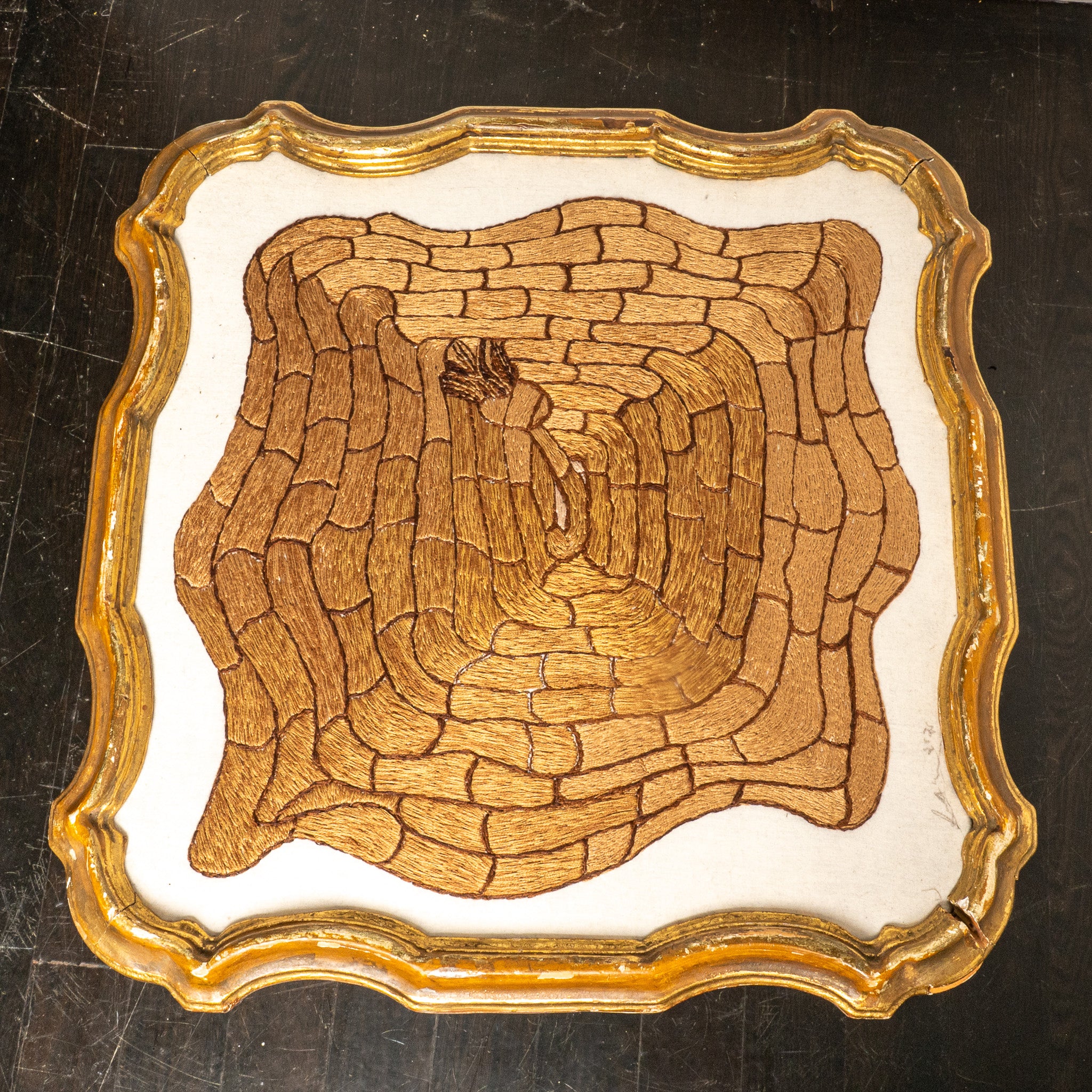 TROMPE L'OEIL "ROPE" EMBROIDERED SIDE TABLE (2025) By SEAN McNANNEY