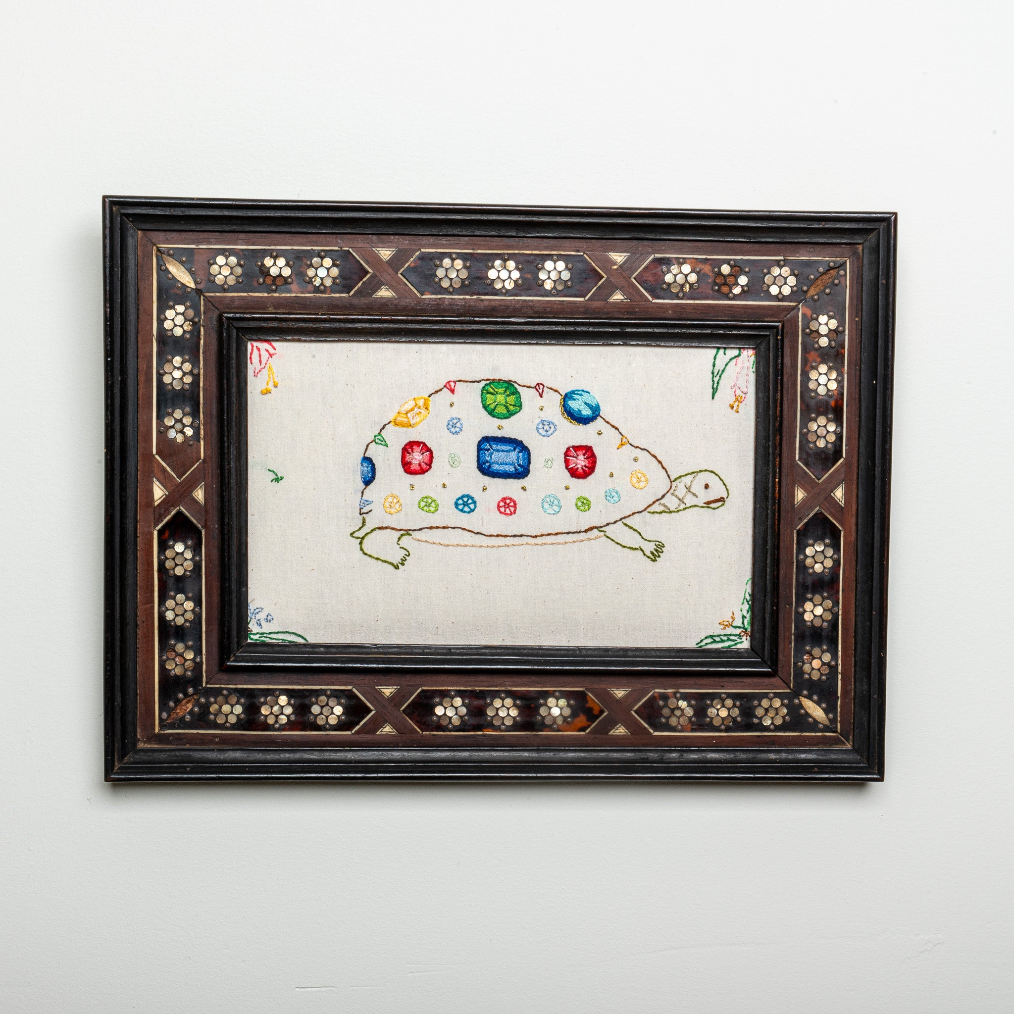 "À REBOURS" FRAMED EMBROIDERY (2025) BY SEAN McNANNEY