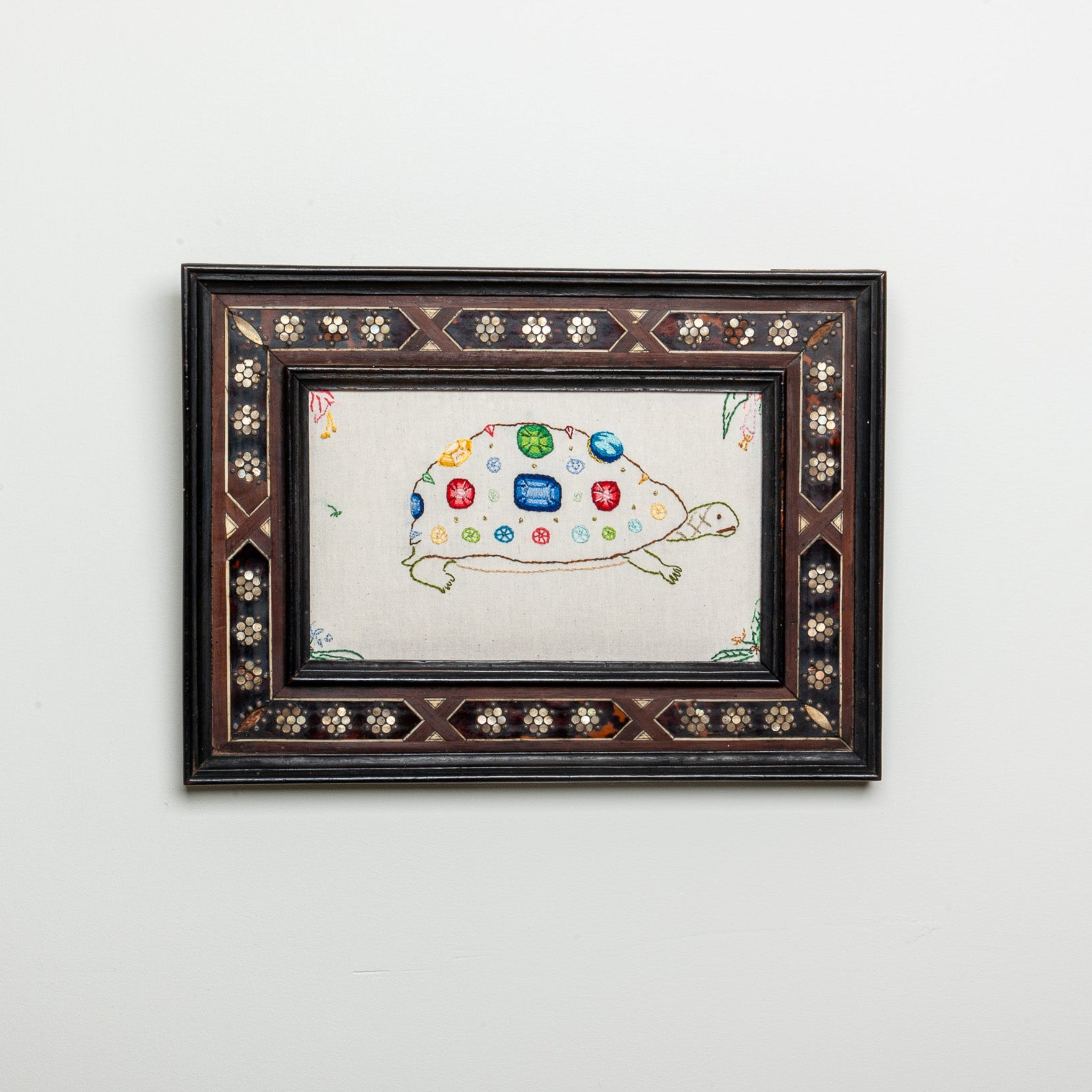 "À REBOURS" FRAMED EMBROIDERY (2025) BY SEAN McNANNEY