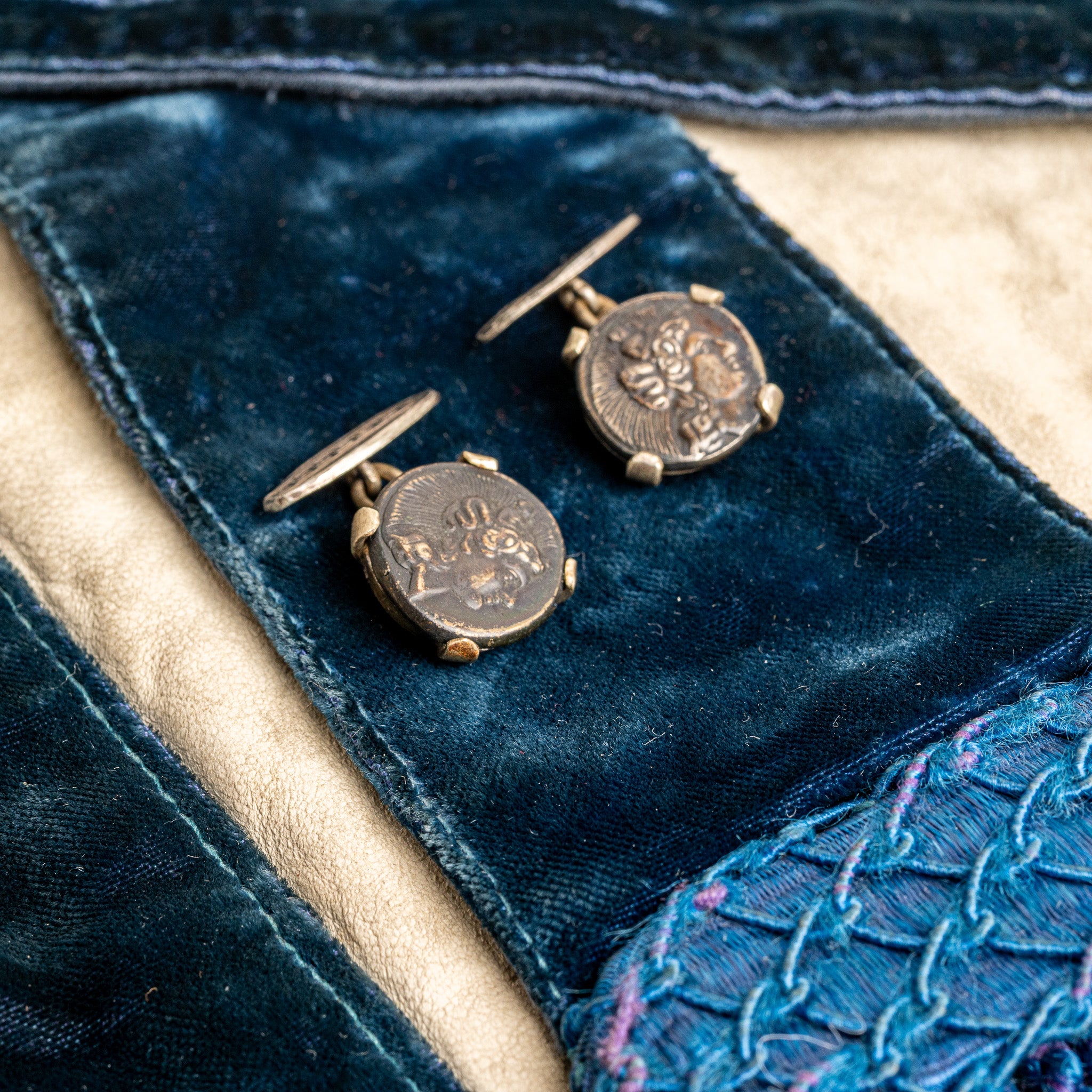 19th Century Ancient Greek Coin Cufflinks
