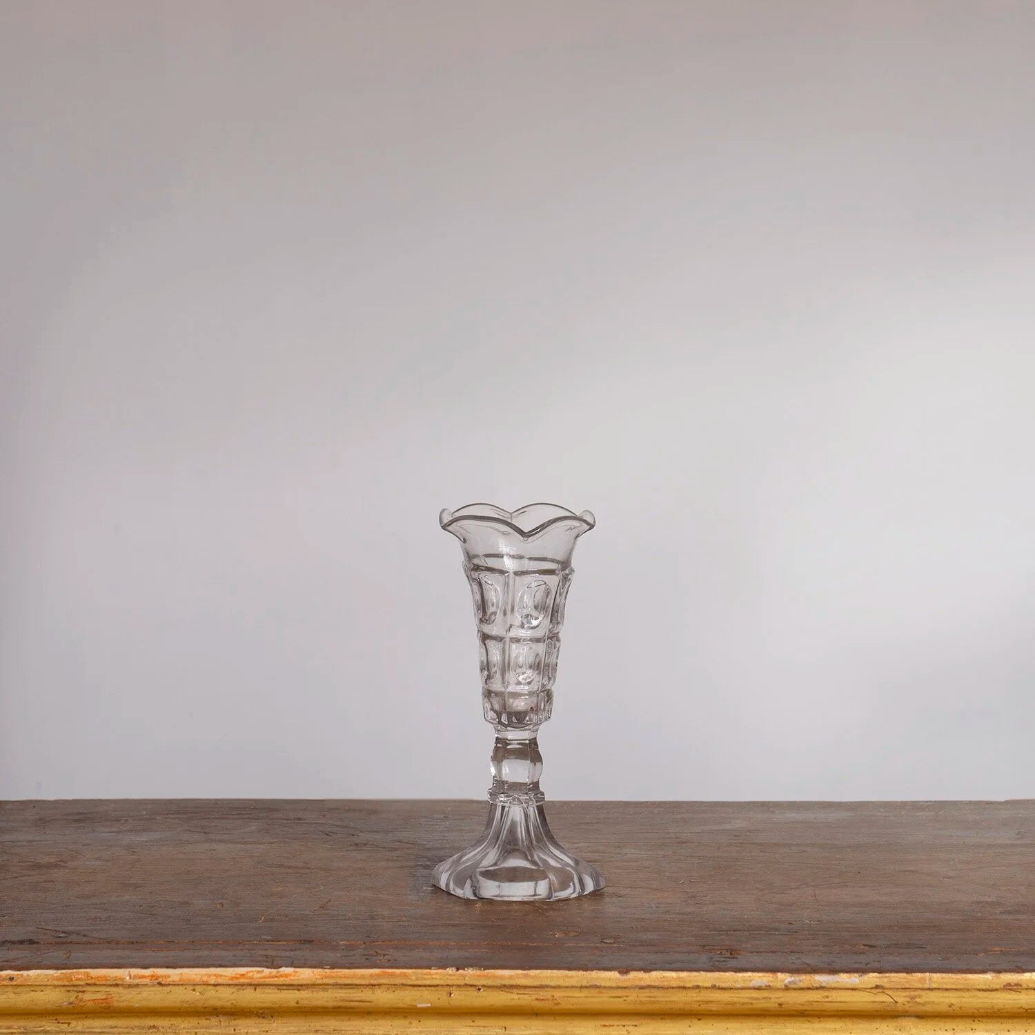 SMALL PRESSED GLASS CELERY VASE - A