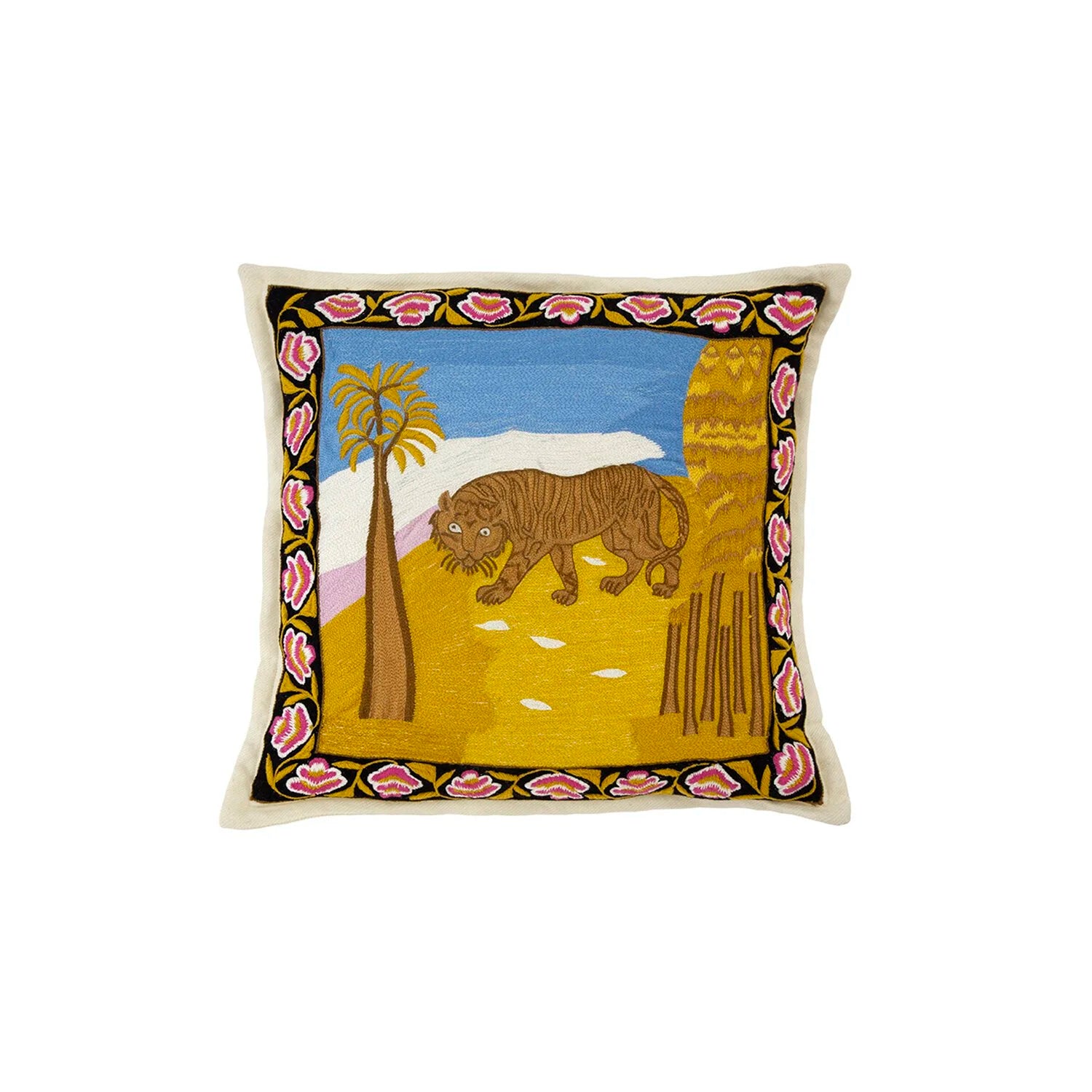 "TIGRESS" Hand-Embroidered Cashmere Pillow