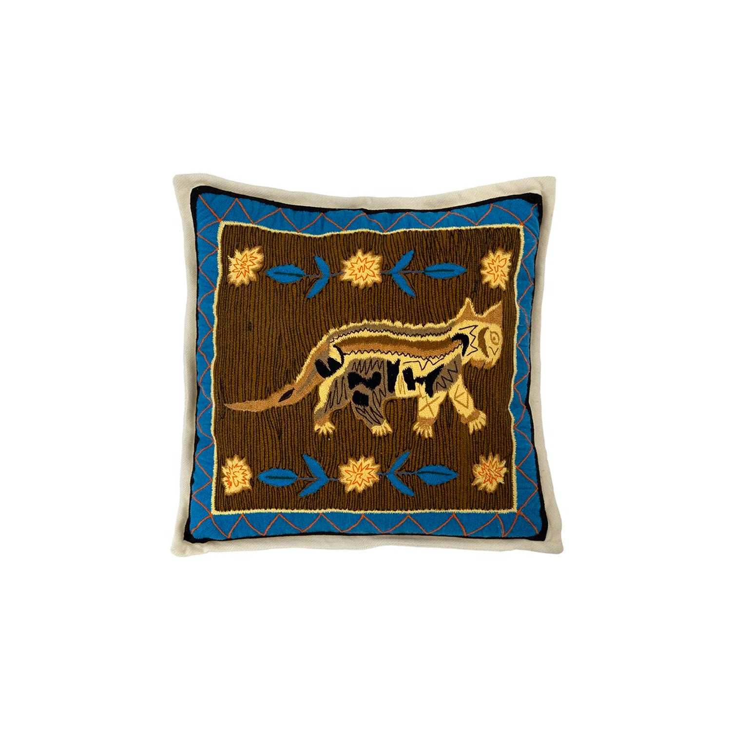 "TOM CAT" Hand-Embroidered Cashmere Pillow