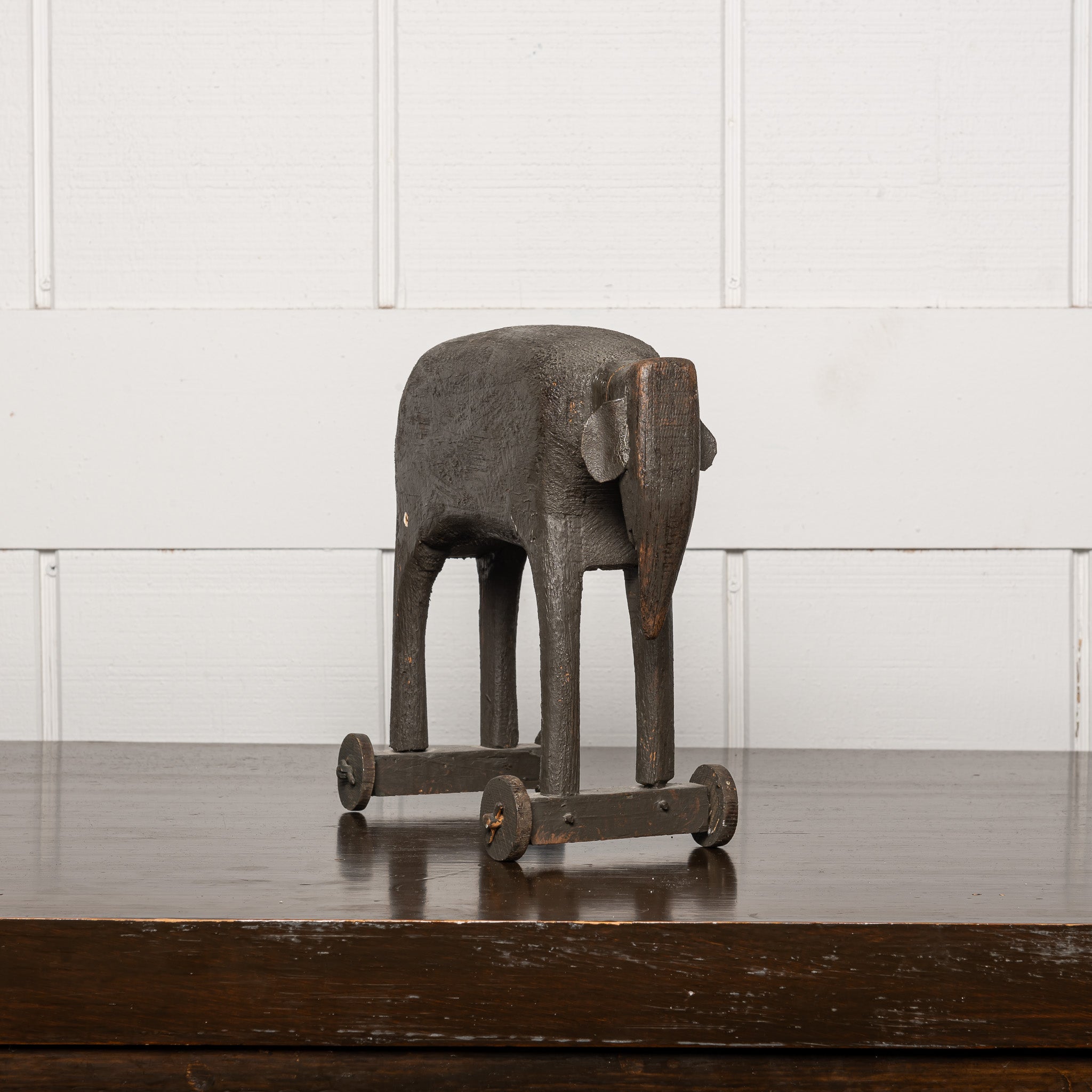 19th century American folk art carved rolling eleaphant toy