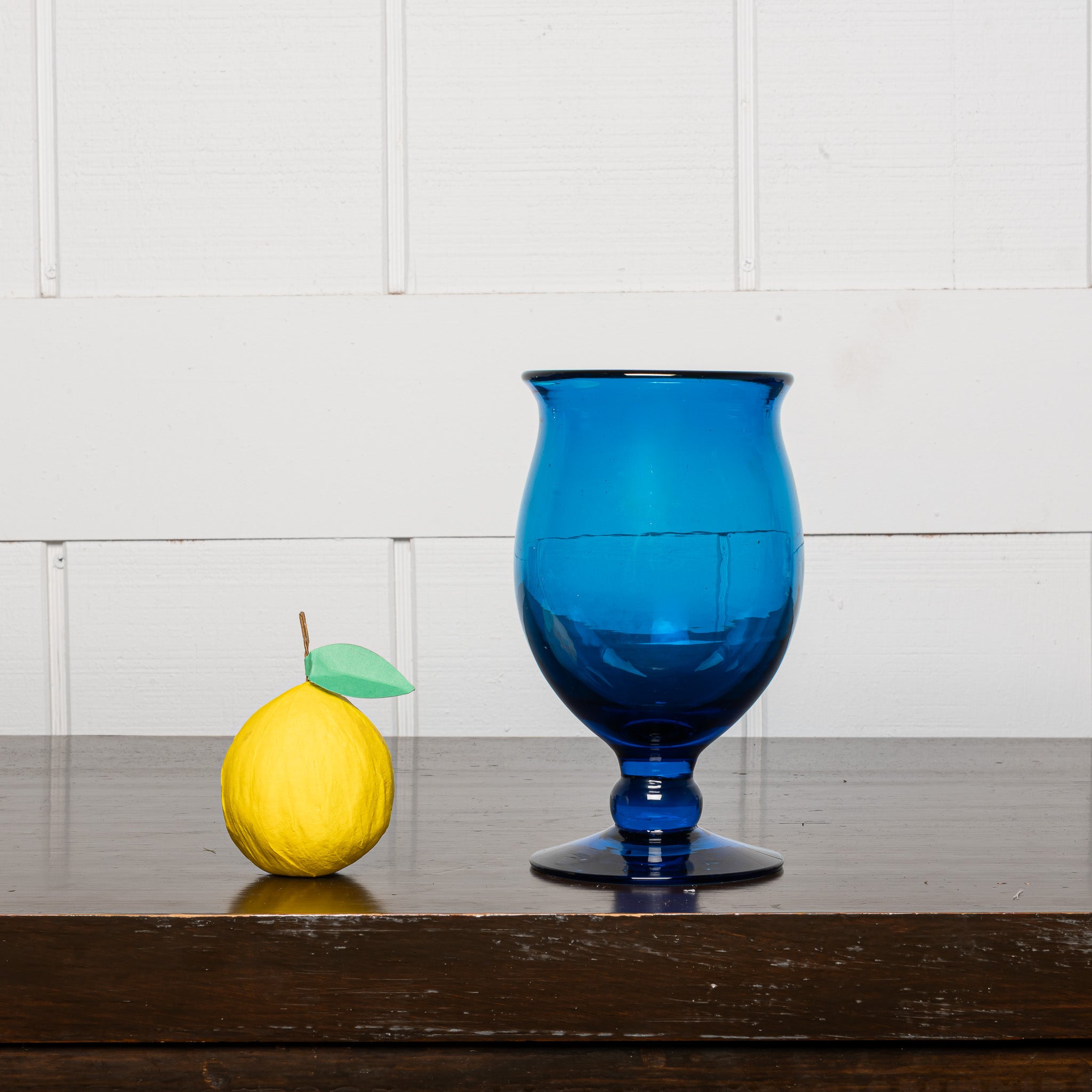 19th century mouth blown blue glass vase
