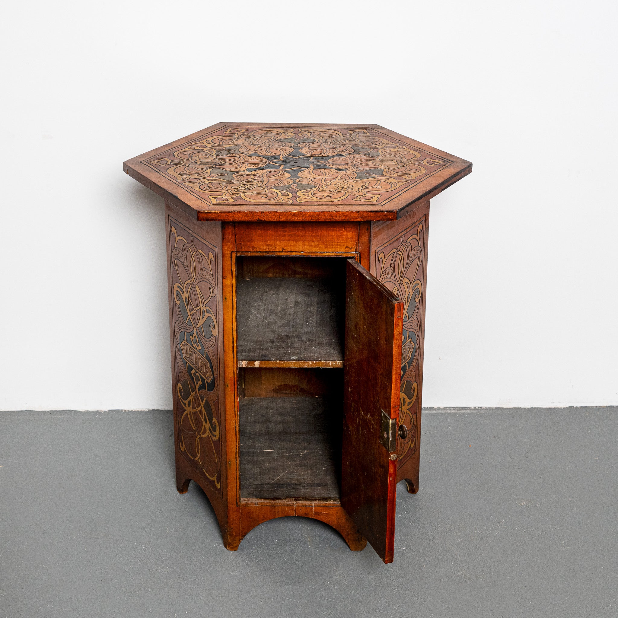 Early 20th century American Art Deco smoking cabinet sidetable