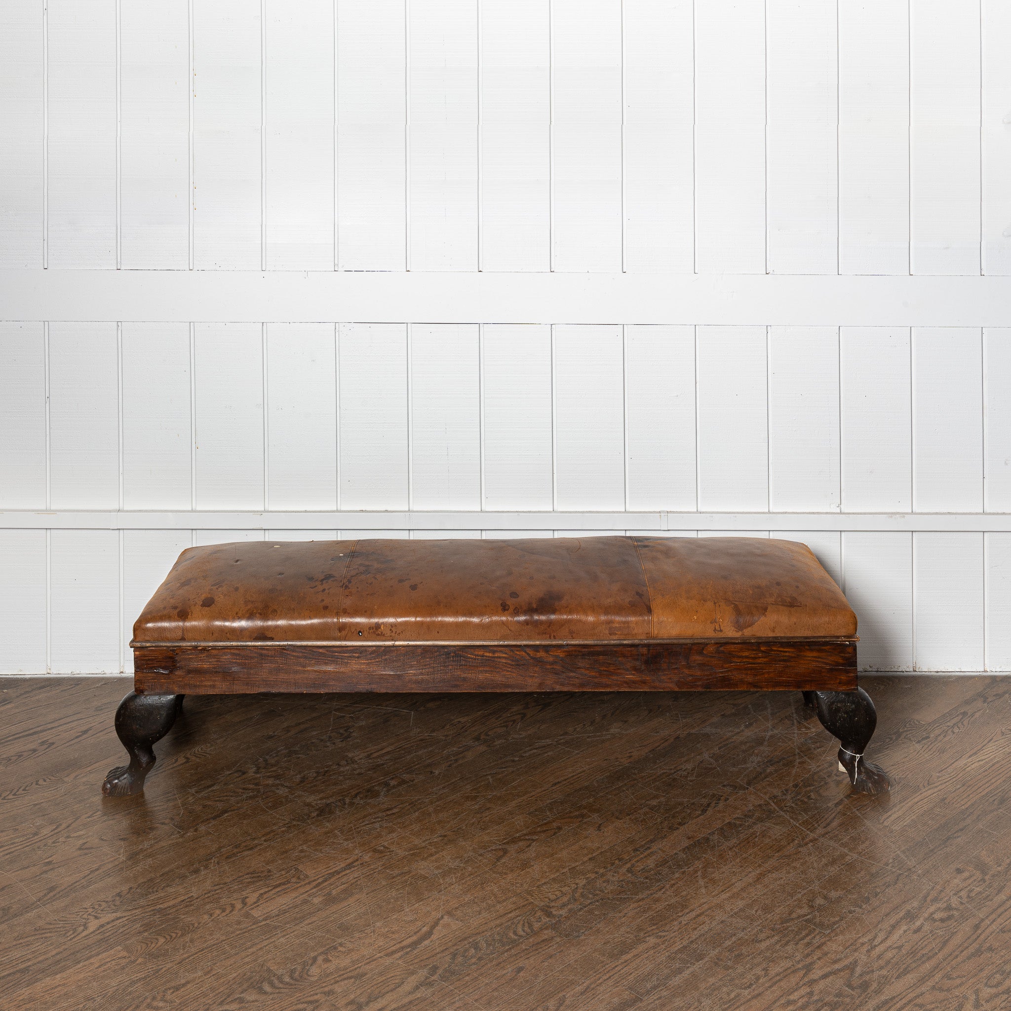 19th century American antique orignal leather upholstry