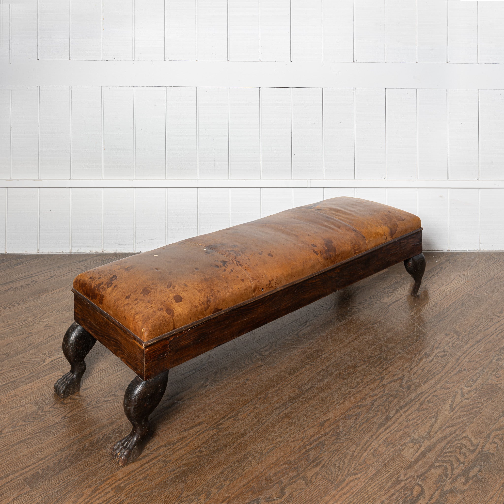 19th century American antique orignal leather upholstry