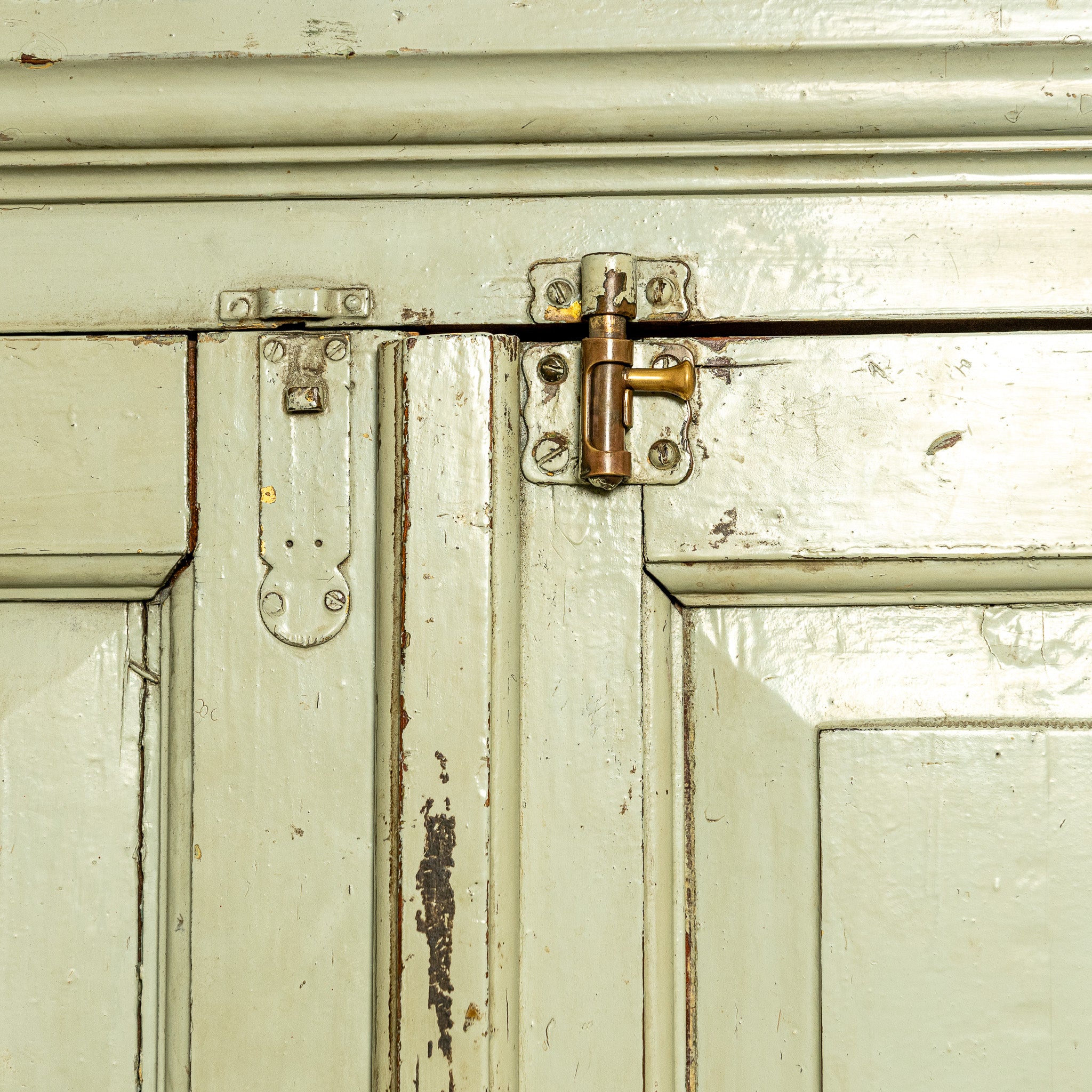 19th century Canadian gray painted cupboard