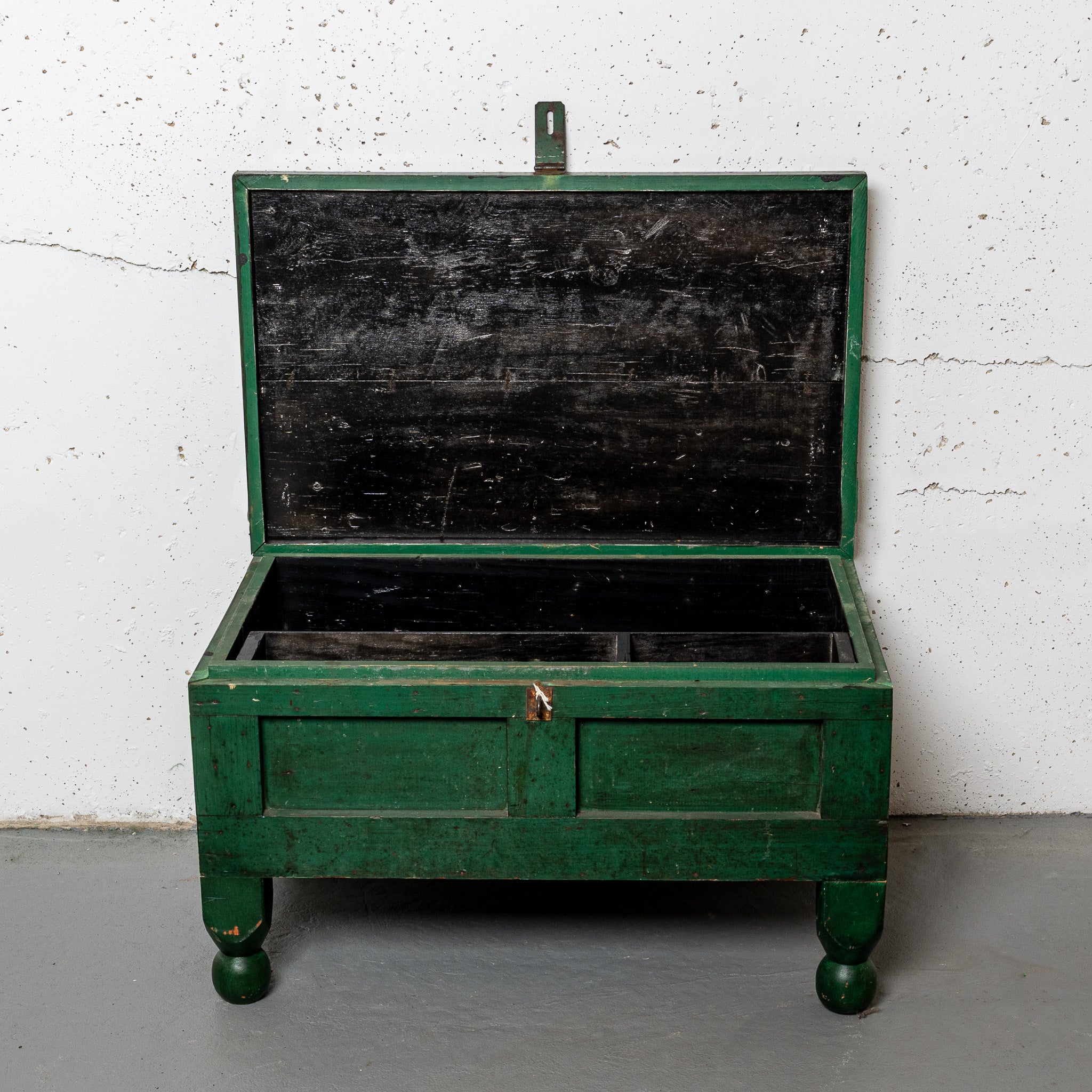 19th century American green painted chest / coffee table