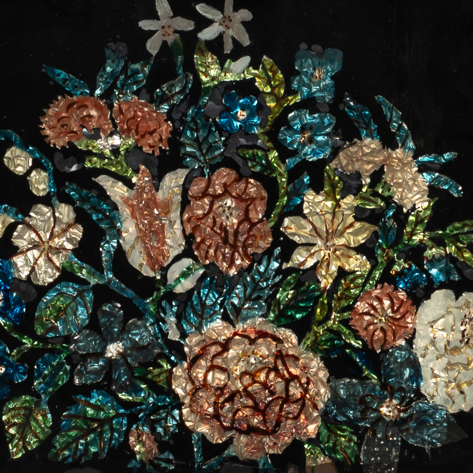 19th century American folk art tinsel painting