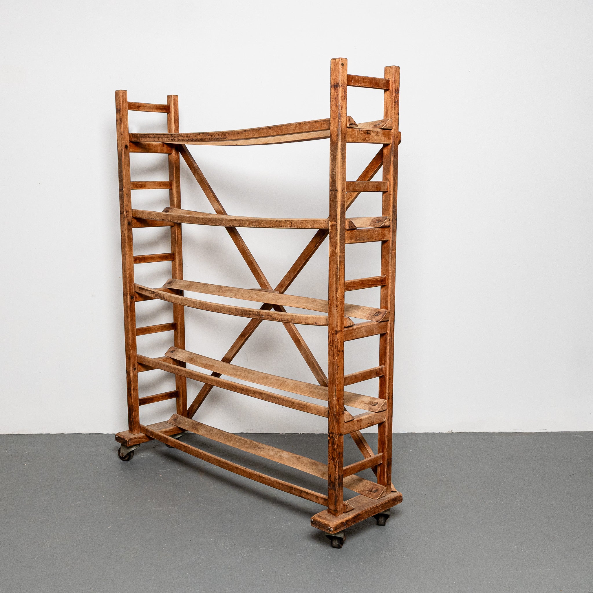 19th century American industral shelf on casters