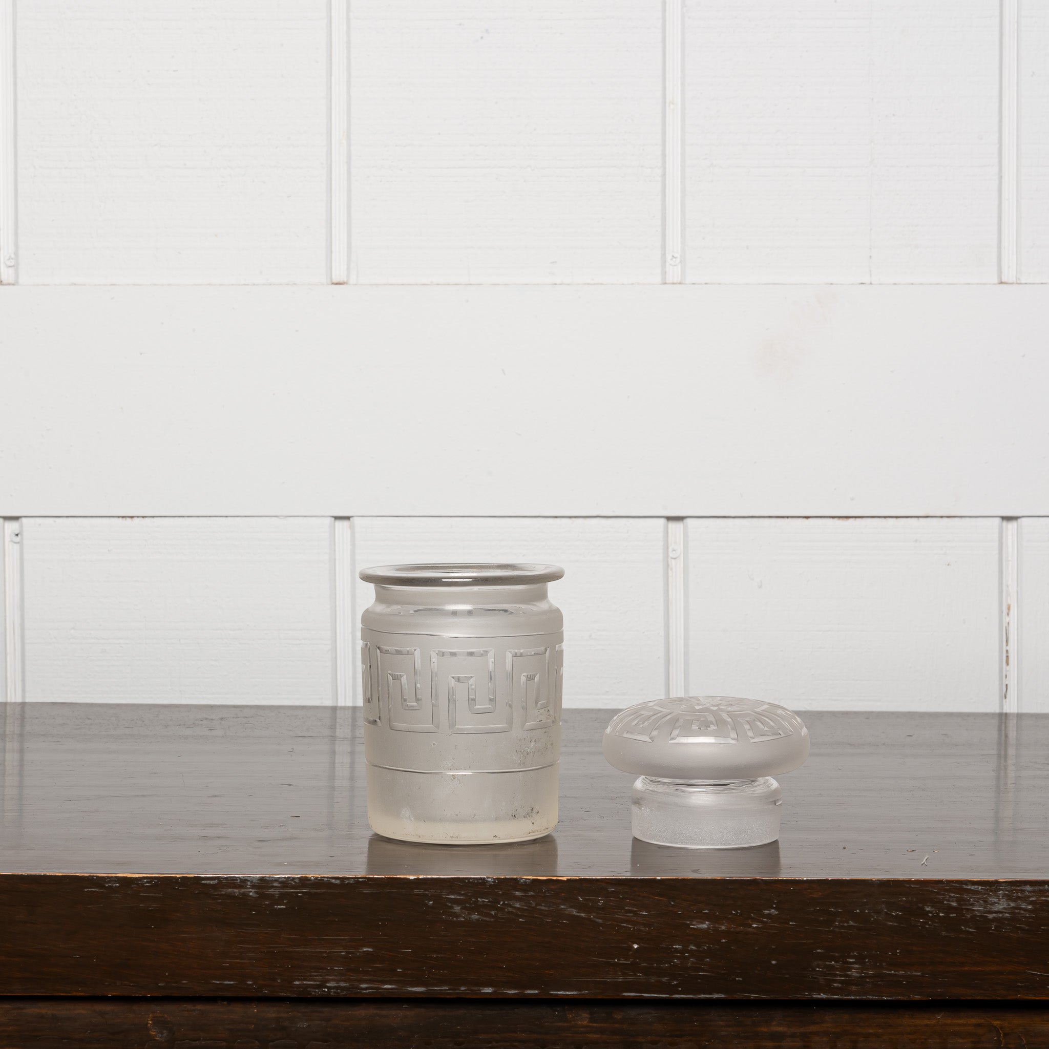 19th century French etched glasse dresser jar