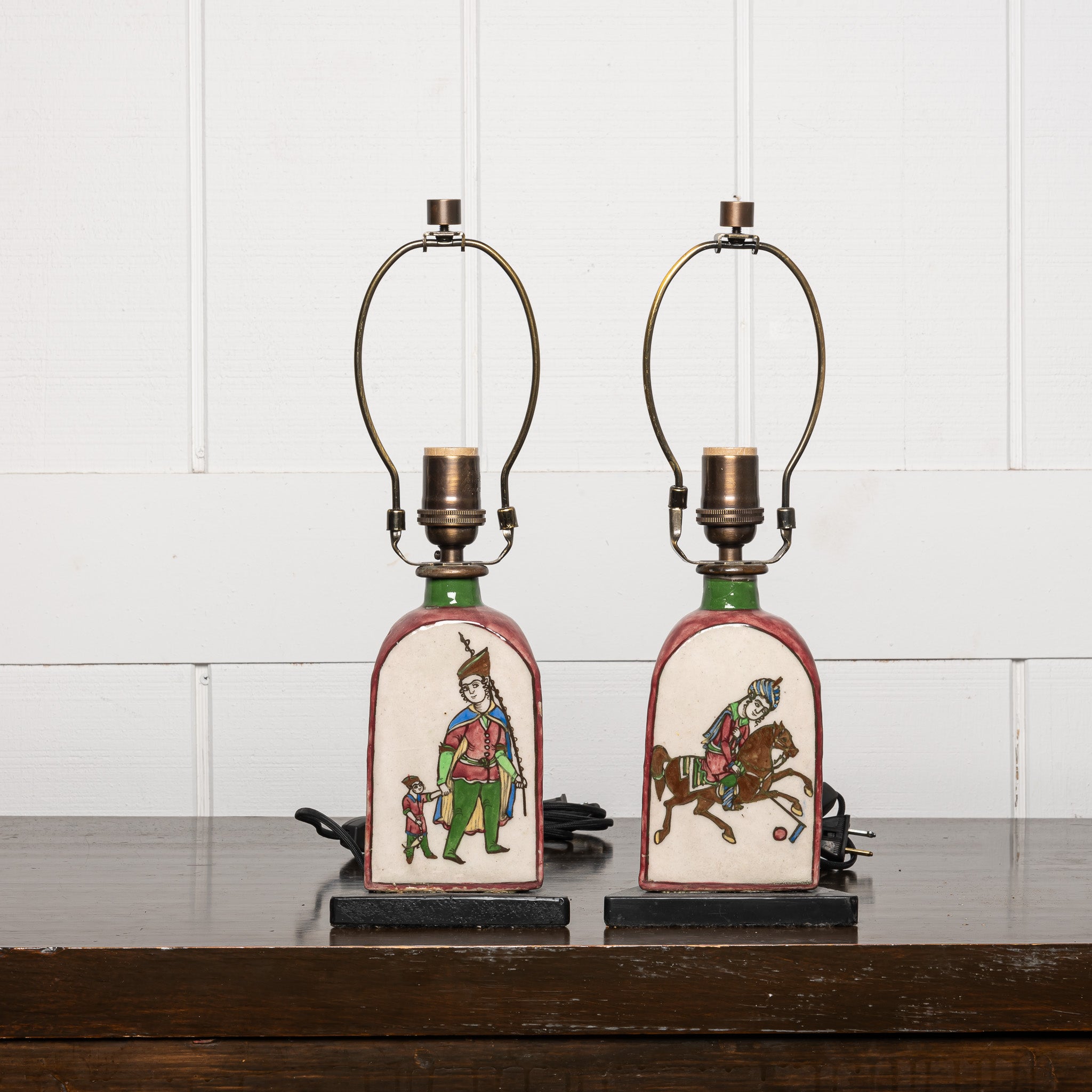 PAIR OF EARLY 20TH-CENTURY PERSIAN CERAMIC LAMPS