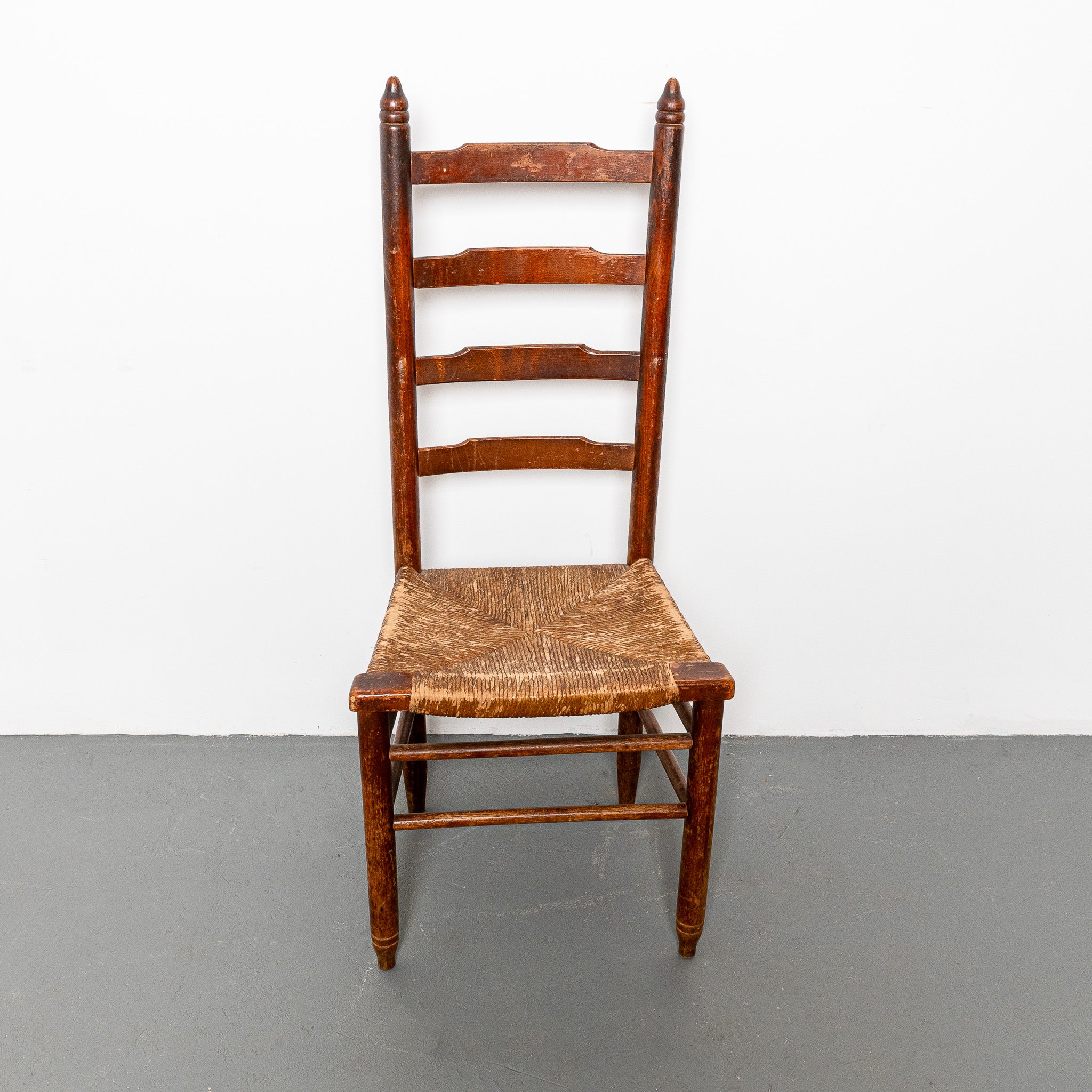 19th century American ladder back rushseat chair