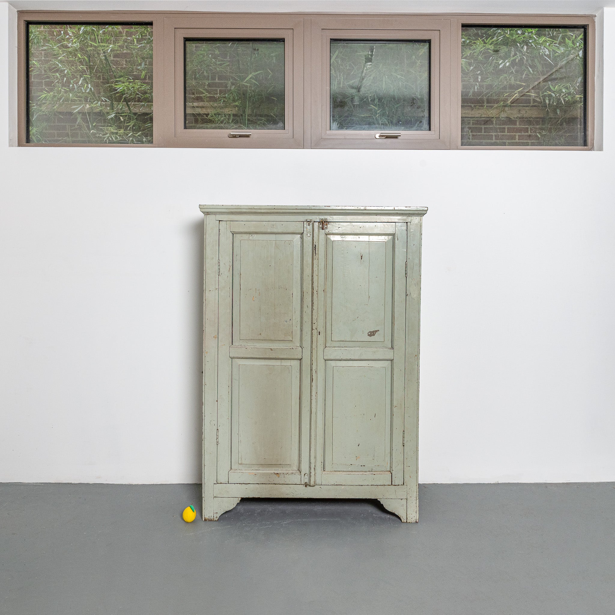 19th century Canadian gray painted cupboard