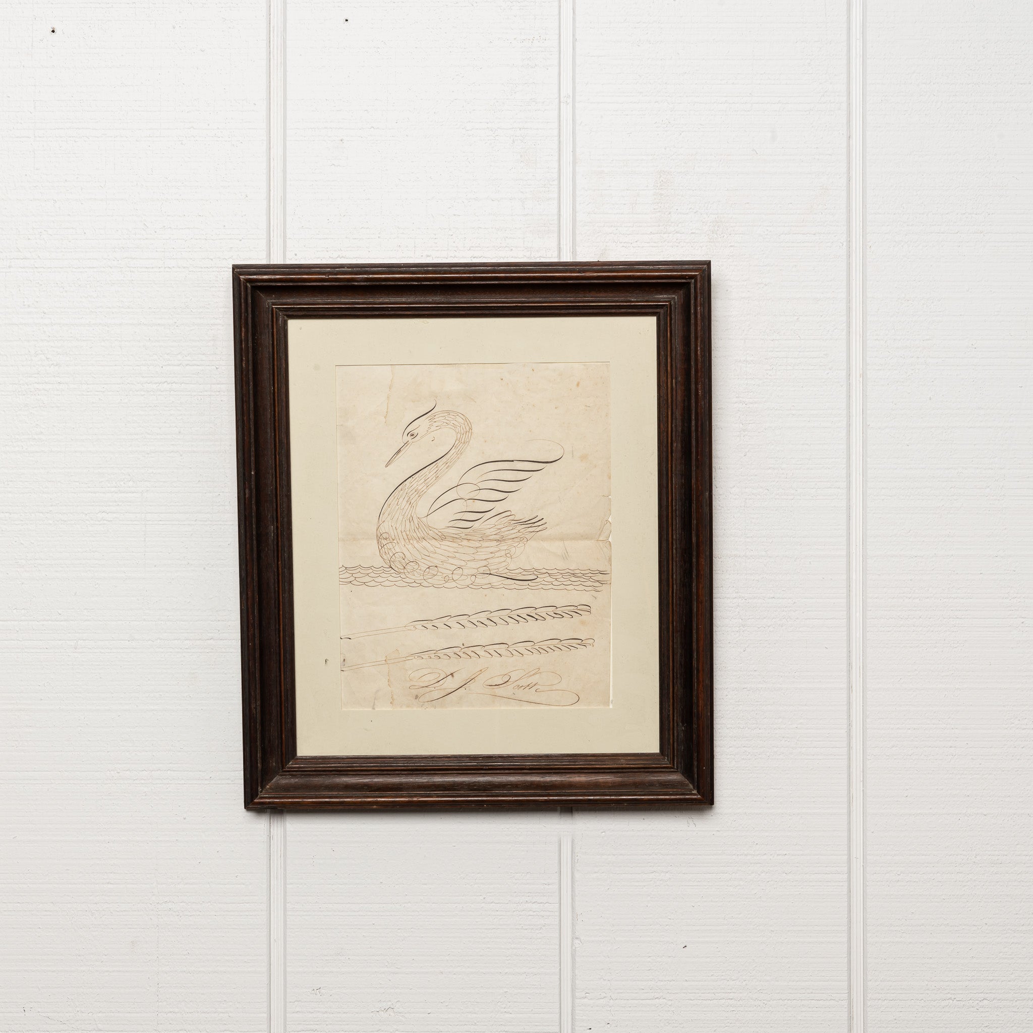 19th century American calligraphy drawing