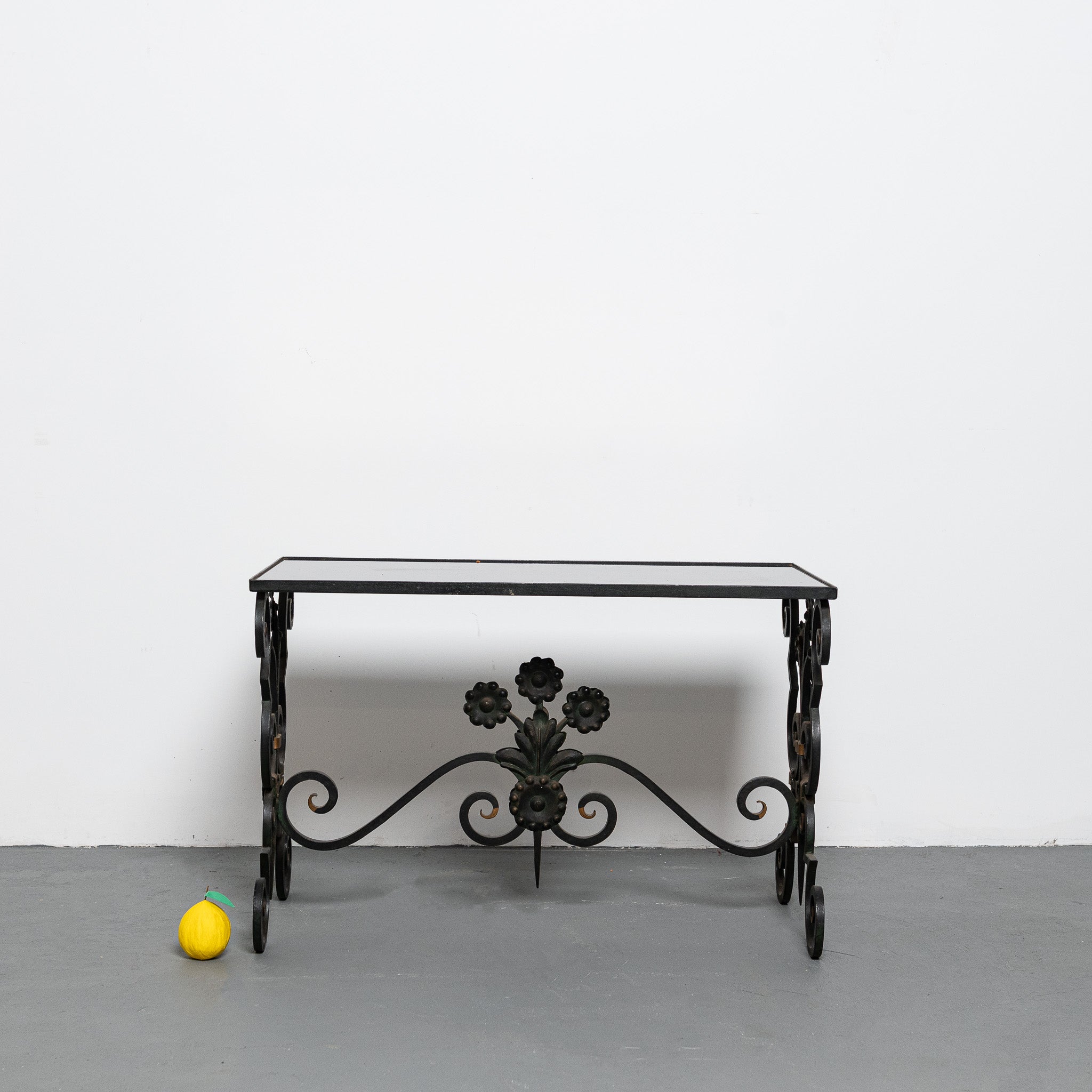 Early 20th century French wrought Iron and glass coffe table