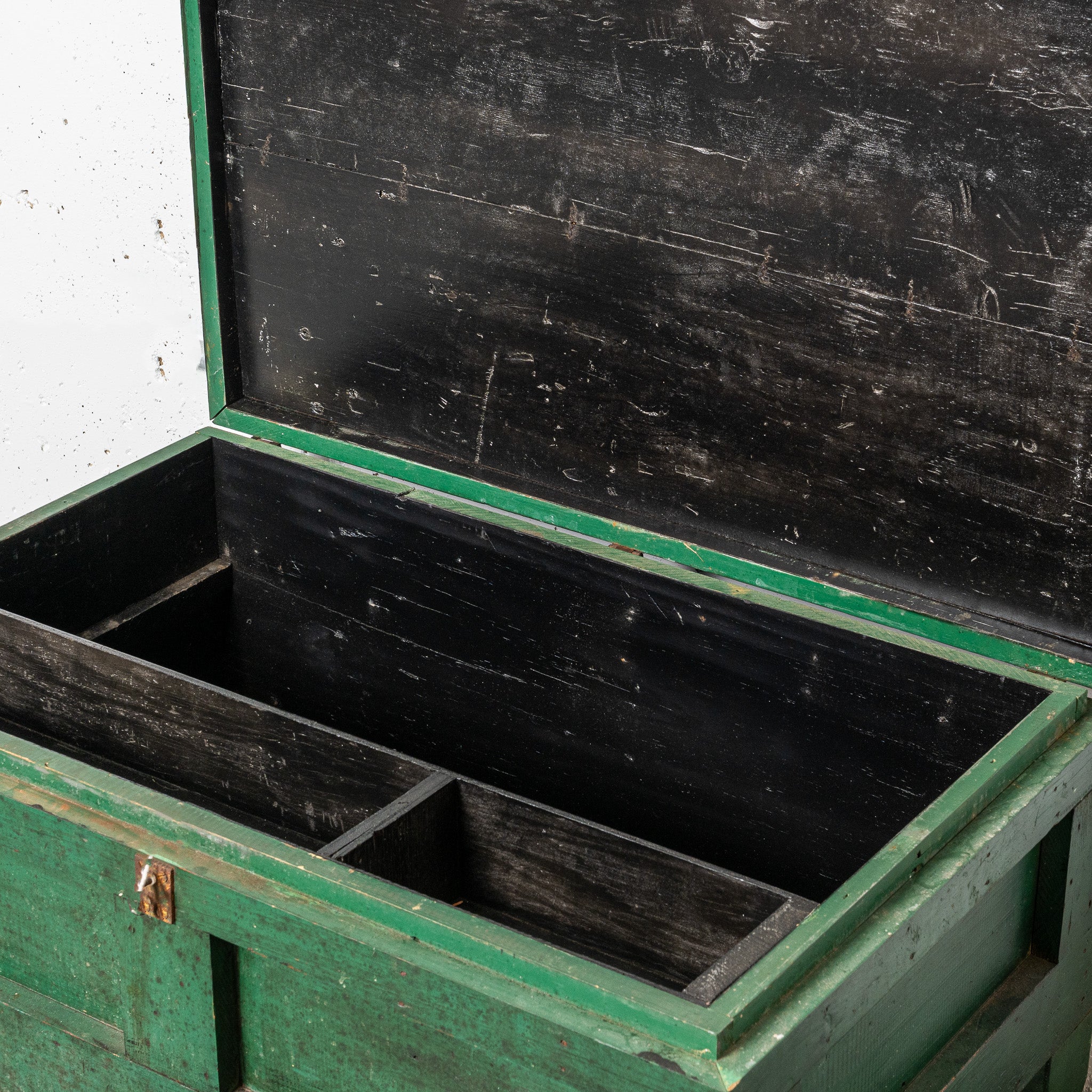 19th century American green painted chest / coffee table