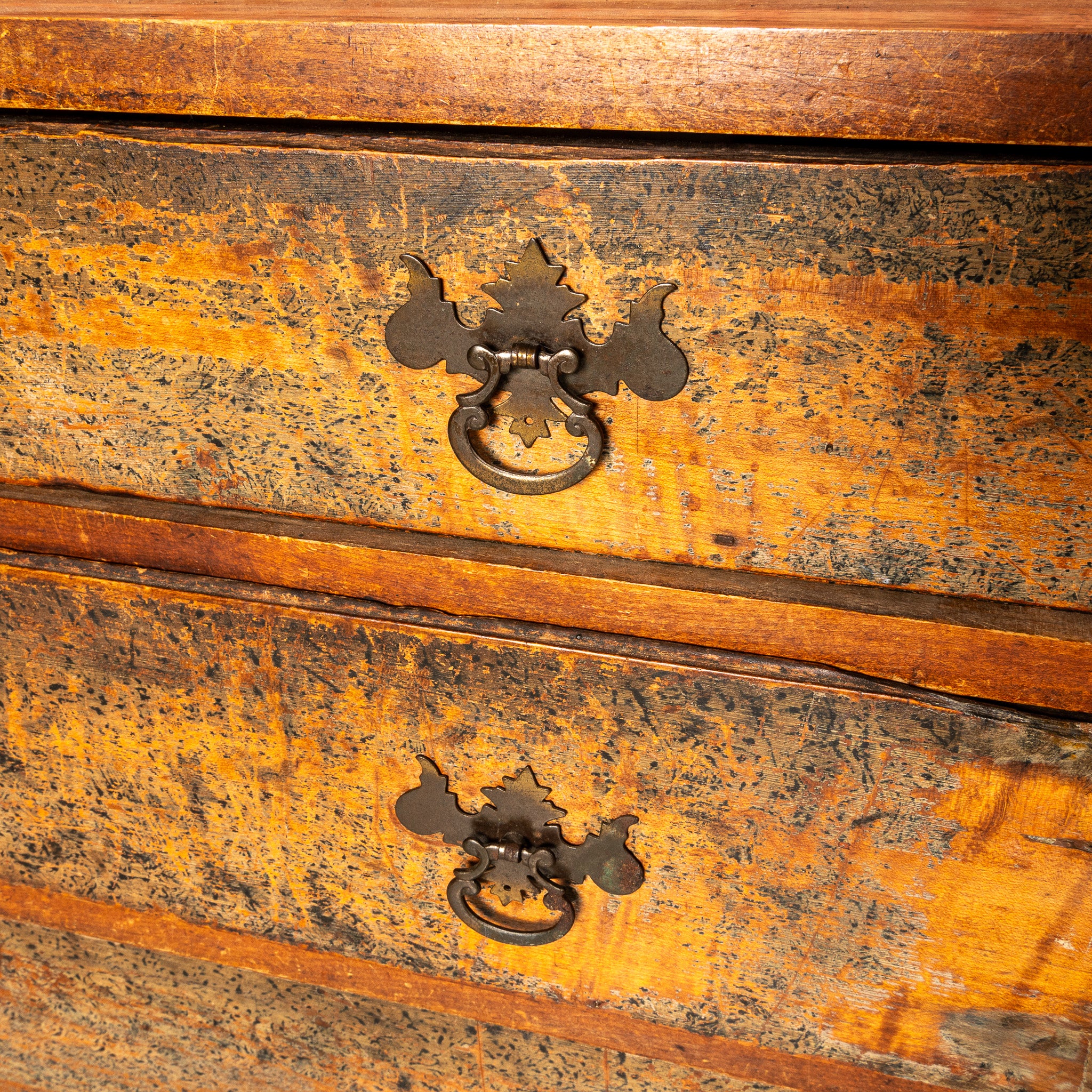 18th century American chest of drawers with folk art decoration