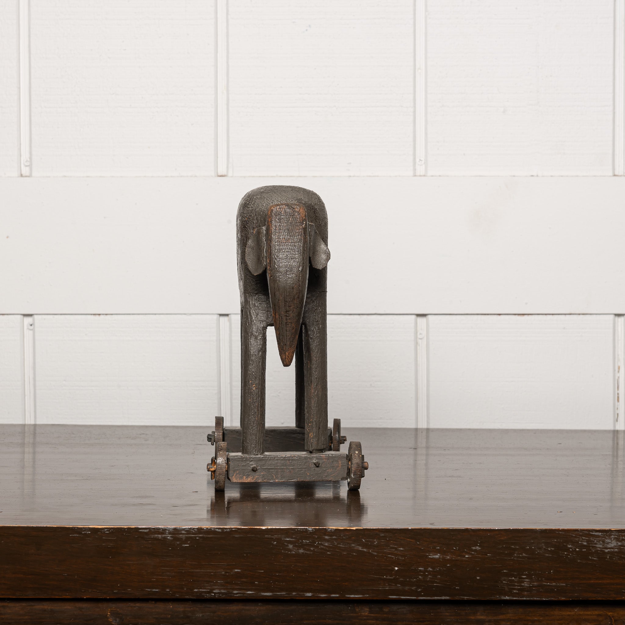 19th century American folk art carved rolling eleaphant toy