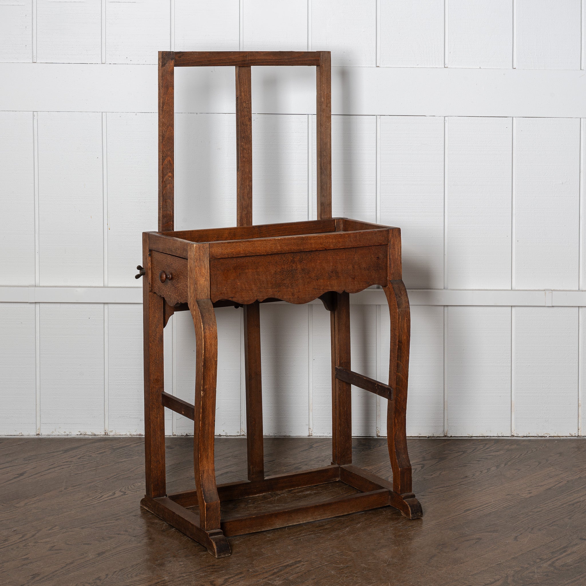 19th century French wood painters easel and artist contents