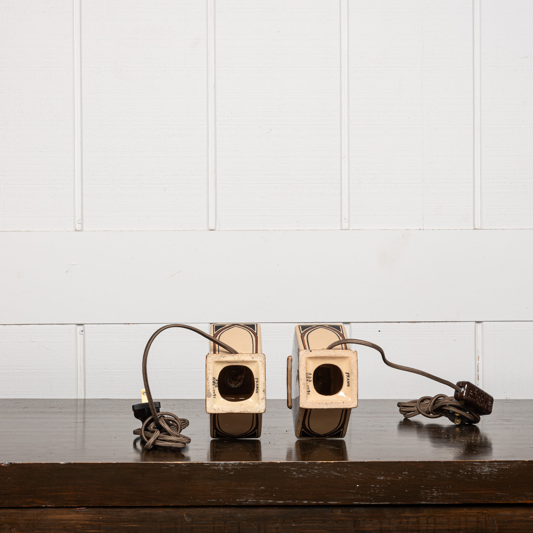 PAIR OF FRENCH ART DECO CERAMIC LAMPS