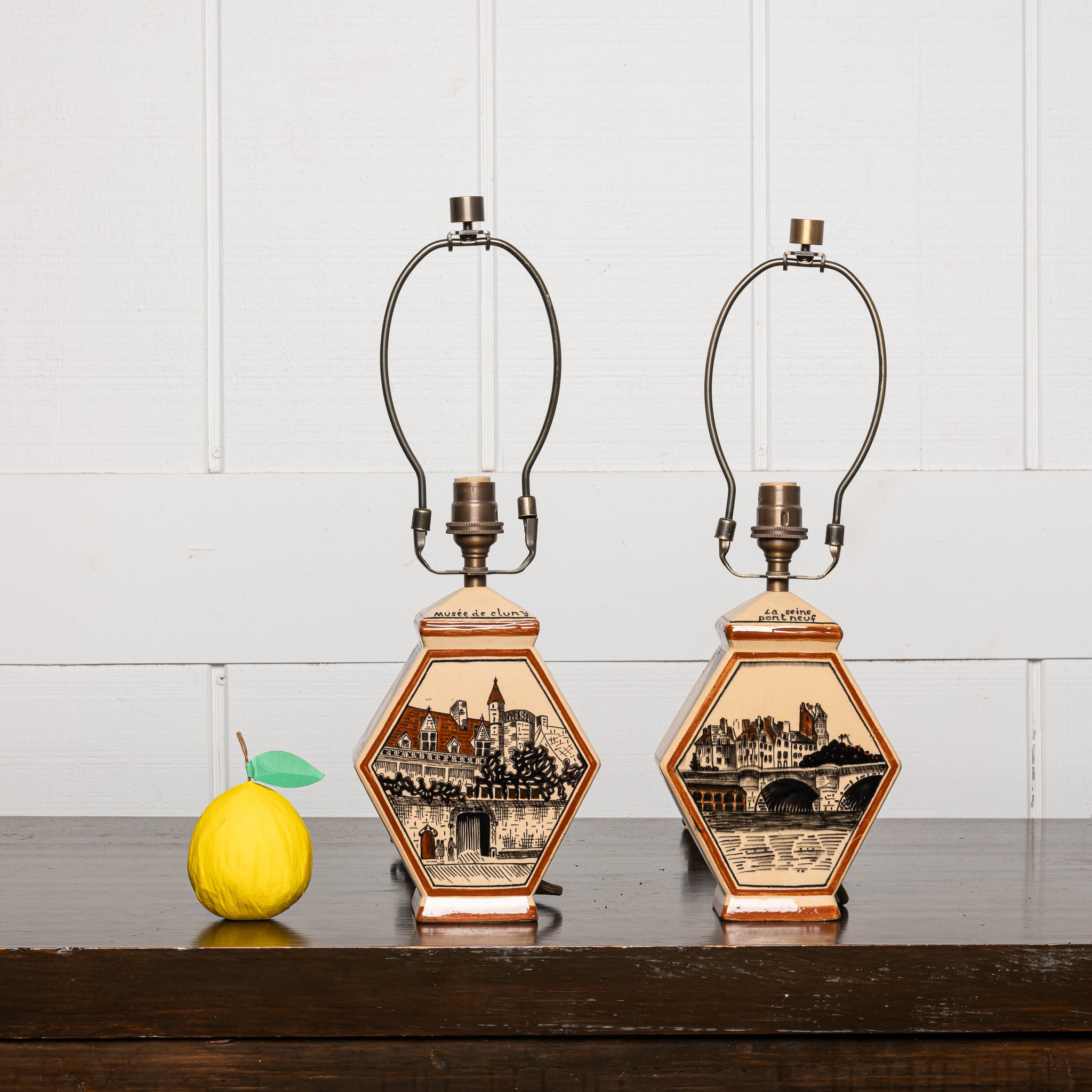 Pair of early 20th century French Art Deco cermamic lamps