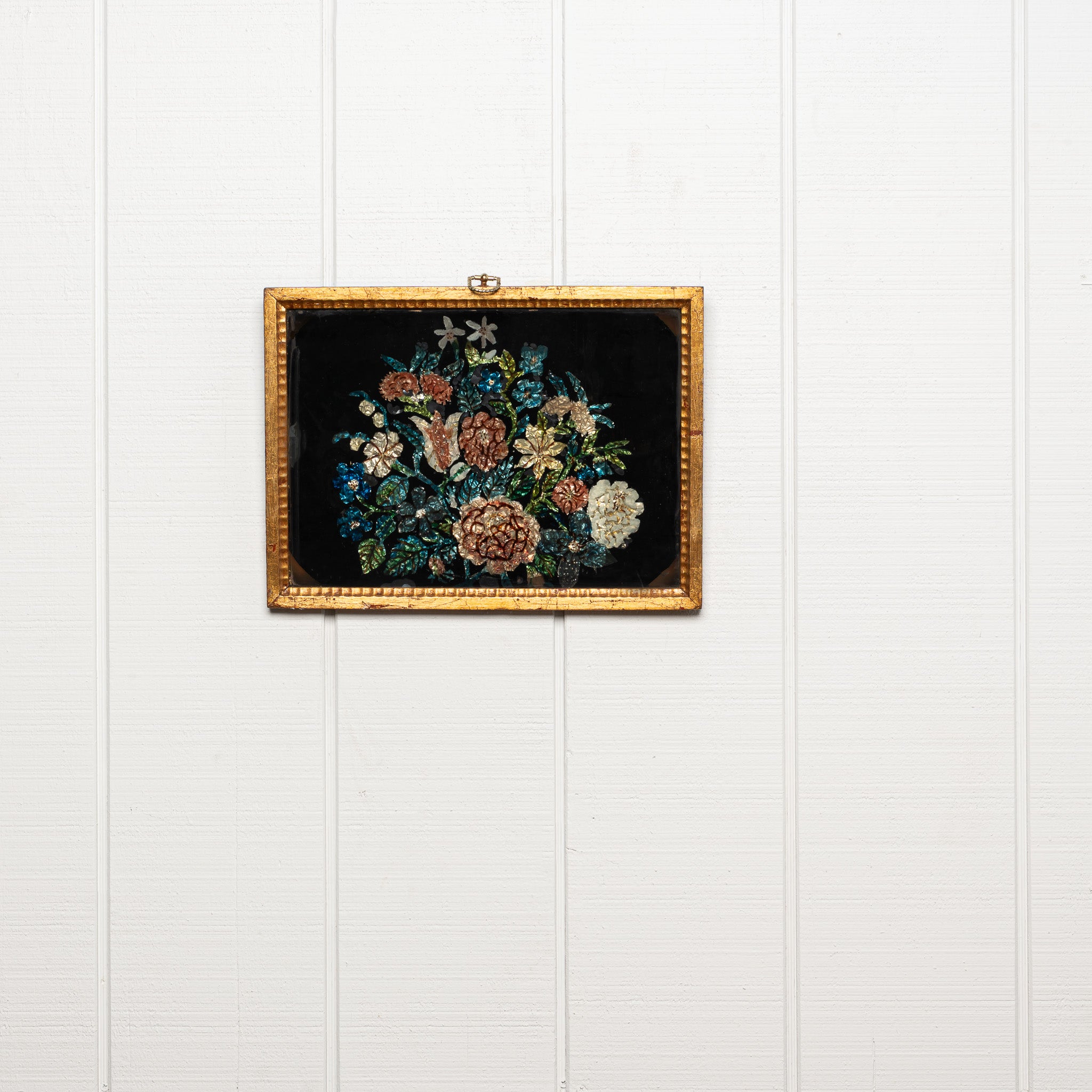19th century American folk art tinsel painting