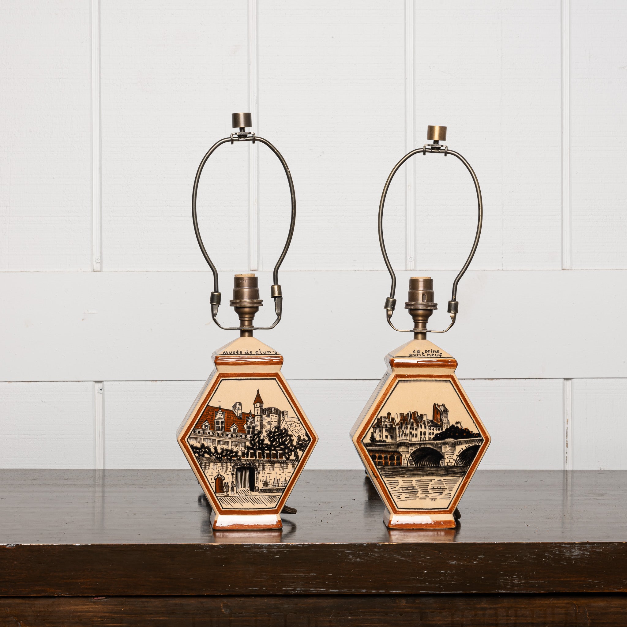 PAIR OF FRENCH ART DECO CERAMIC LAMPS