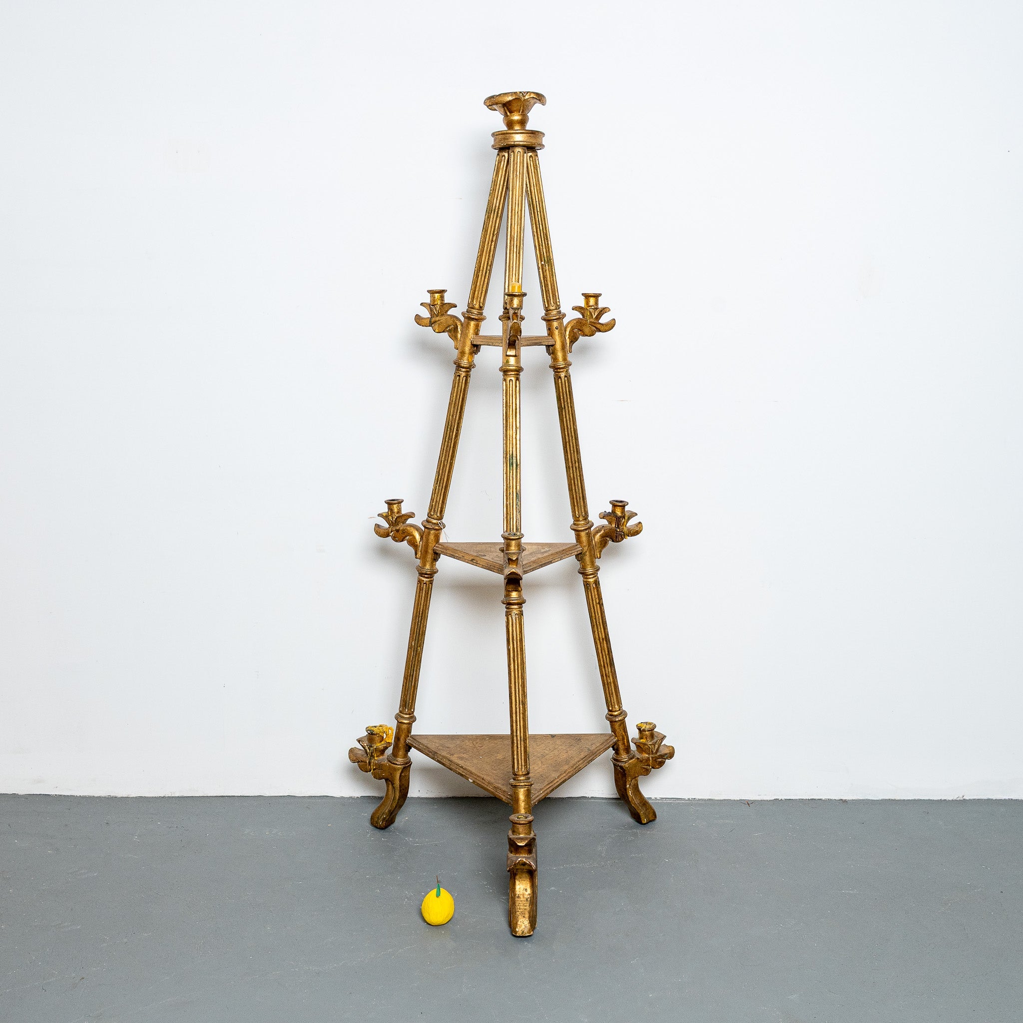19th century French carved and gilt wood standing candleabra