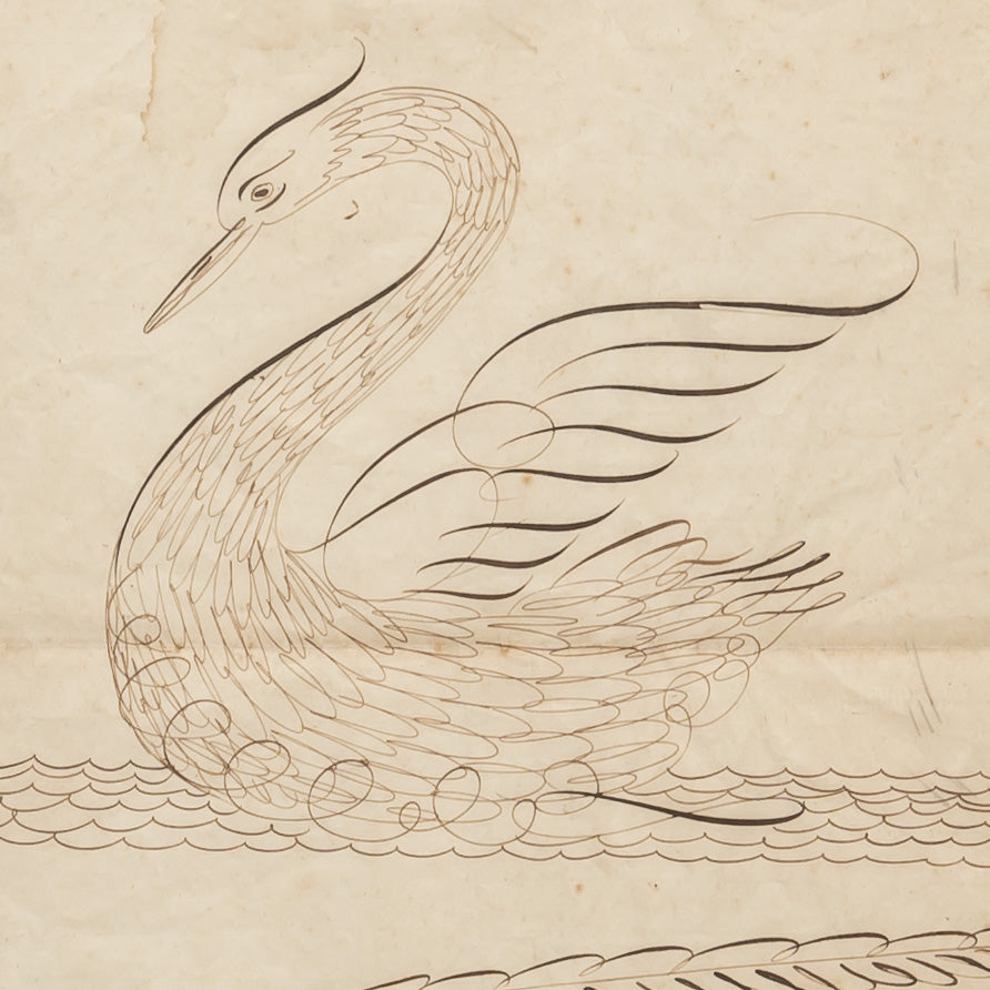 19th century American calligraphy drawing