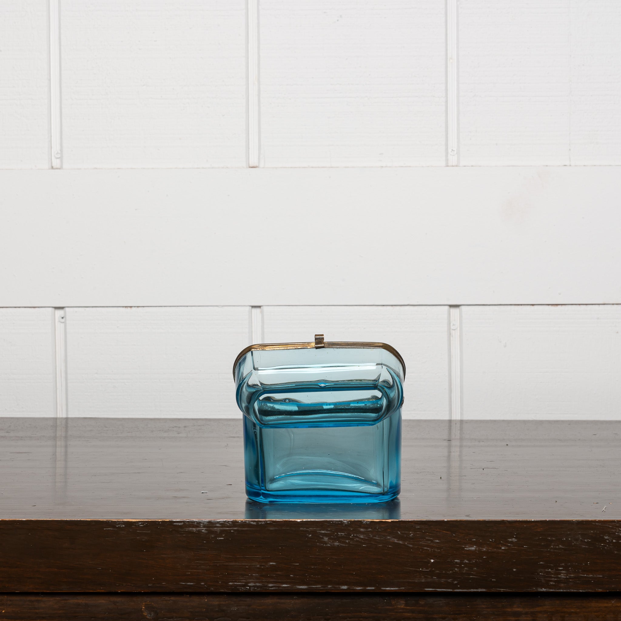 19th centtury Frecnh casket blue glass tablebox