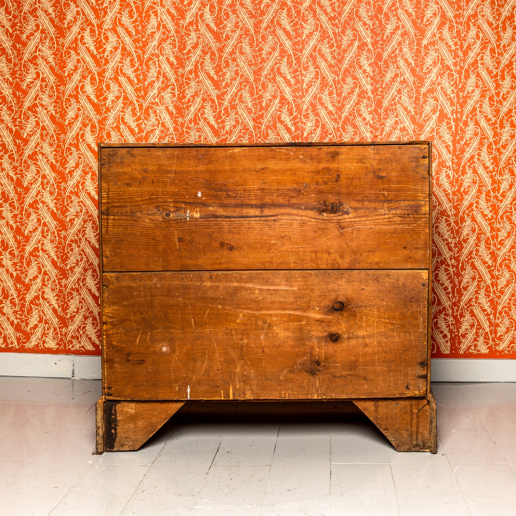 18th century American chest of drawers with folk art decoration