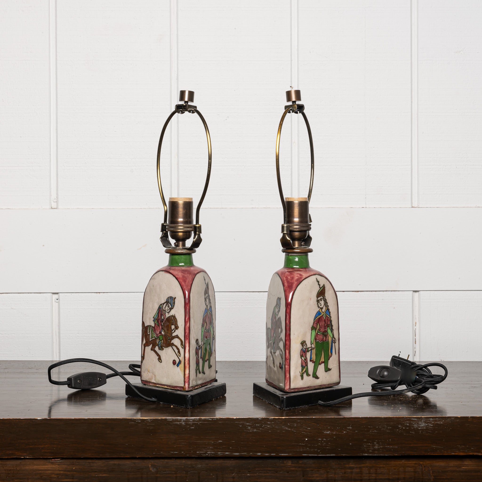 PAIR OF EARLY 20TH-CENTURY PERSIAN CERAMIC LAMPS
