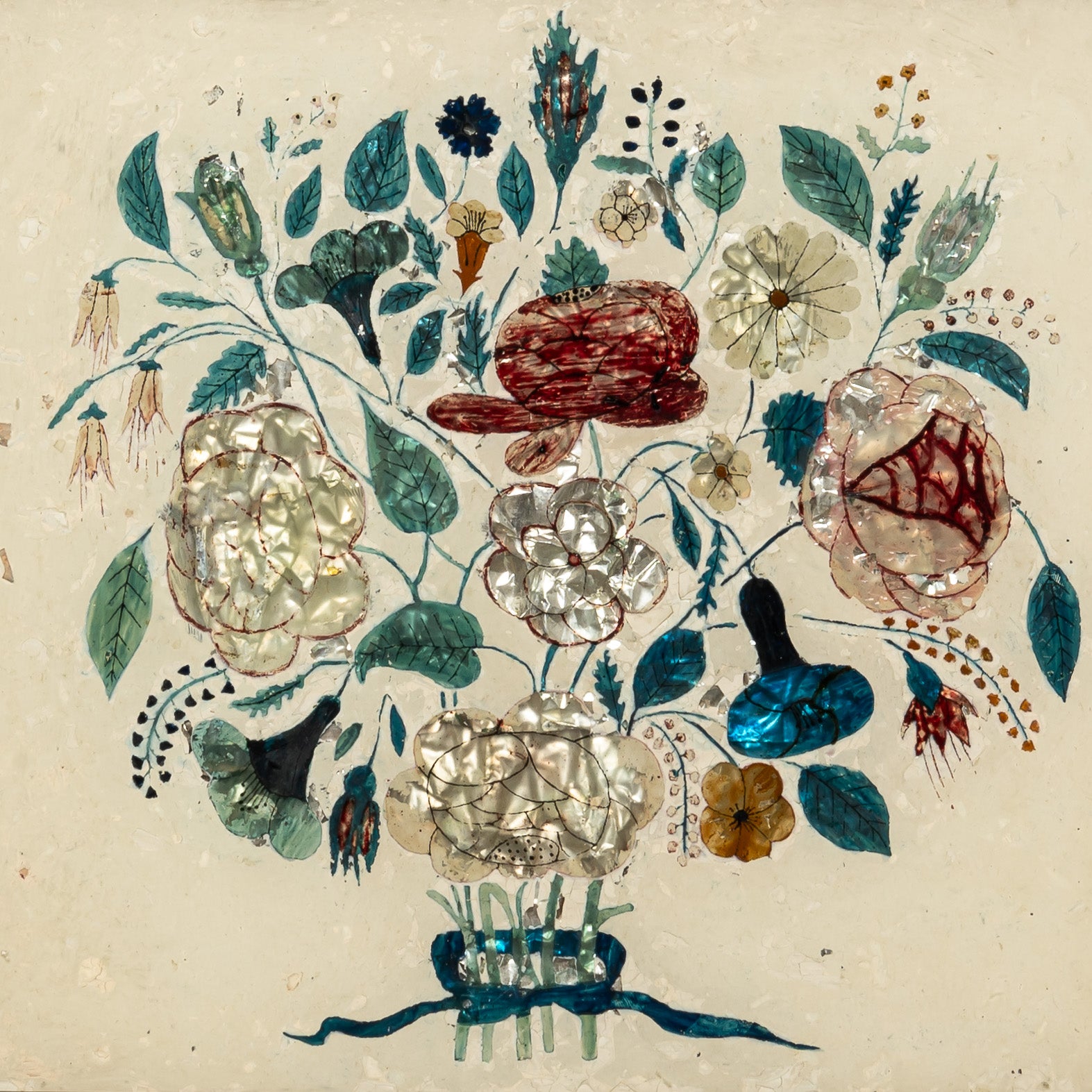 19th century American folk art tinsel painting