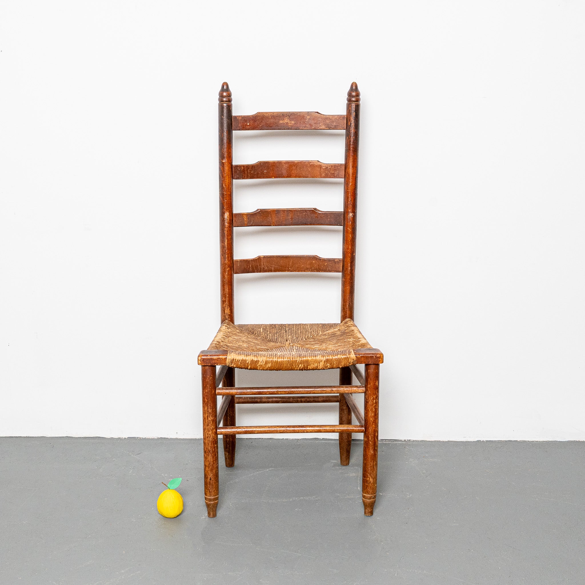 19th century American ladder back rushseat chair