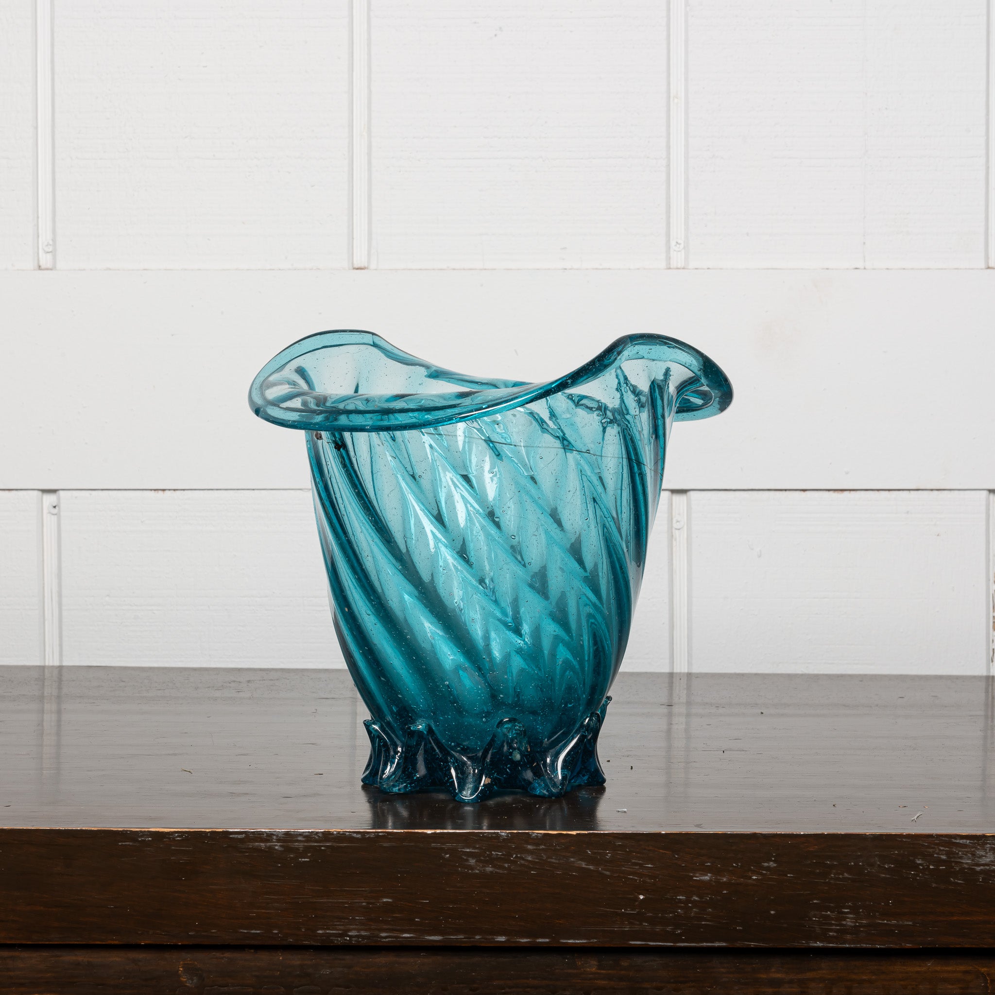 Italian Mouth-Blown Seed Glass Vase, Early 20th Century