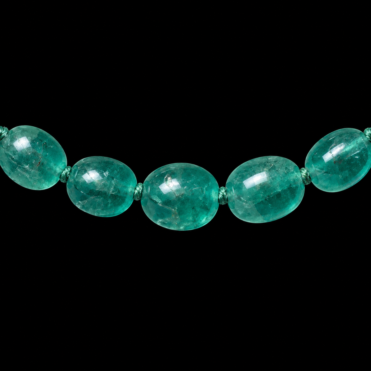 THE SMALL OVAL SMARAGDINE QUARTZITE NECKLACE BY SEAN MCNANNEY — FRONT VIEW ON BLACK