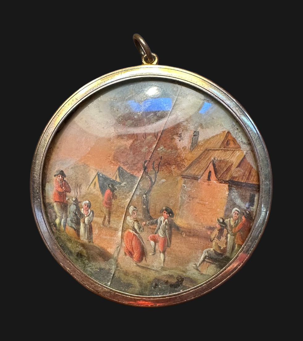 French eighteenth-century miniature painting pendant, front