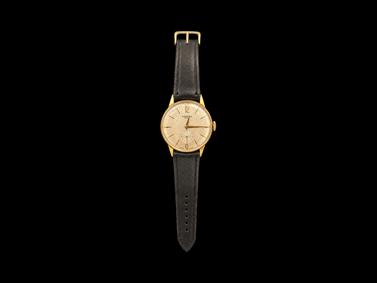 VINTAGE GOLD PLATED WATCH WITH HERMÈS SIGNED DIAL — front view