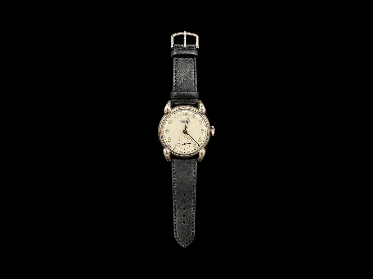 1940S STERLING SILVER WATCH WITH HERMÈS SIGNED DIAL — front view