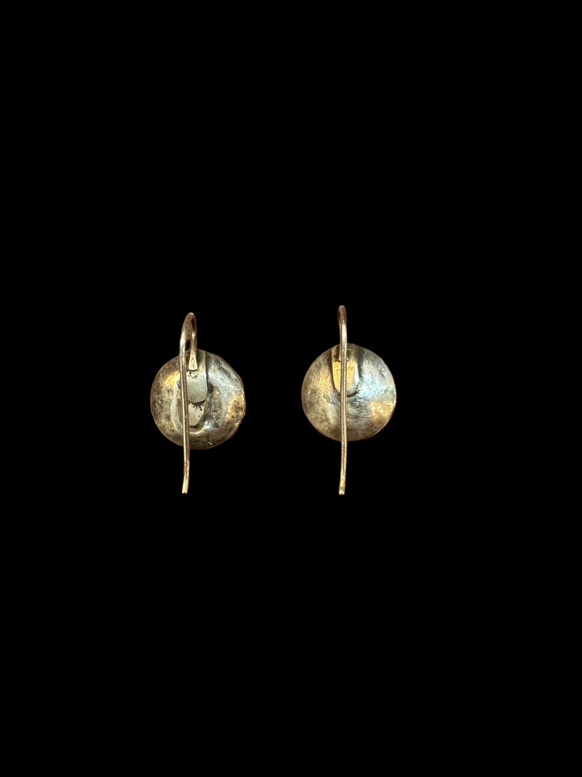 18TH CENTURY GEORGIAN PASTE CLUSTER EARRINGS IN SILVER on black background