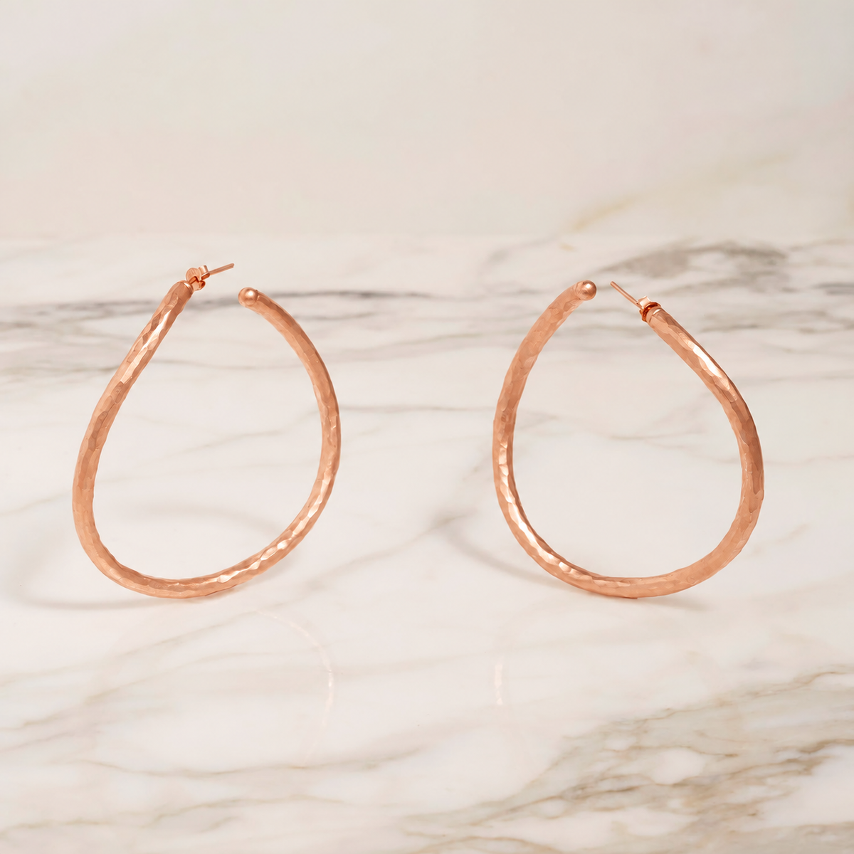LARGE HAMMERED ROSE GOLD VERMEIL HOOP EARRINGS largeRose3