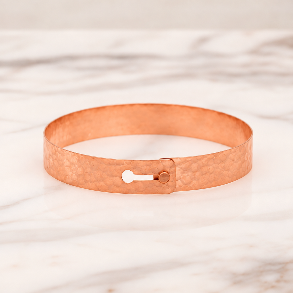 HAMMERED ROSE GOLD VERMEIL BUCKLE BRACELET, FINISH EDITED