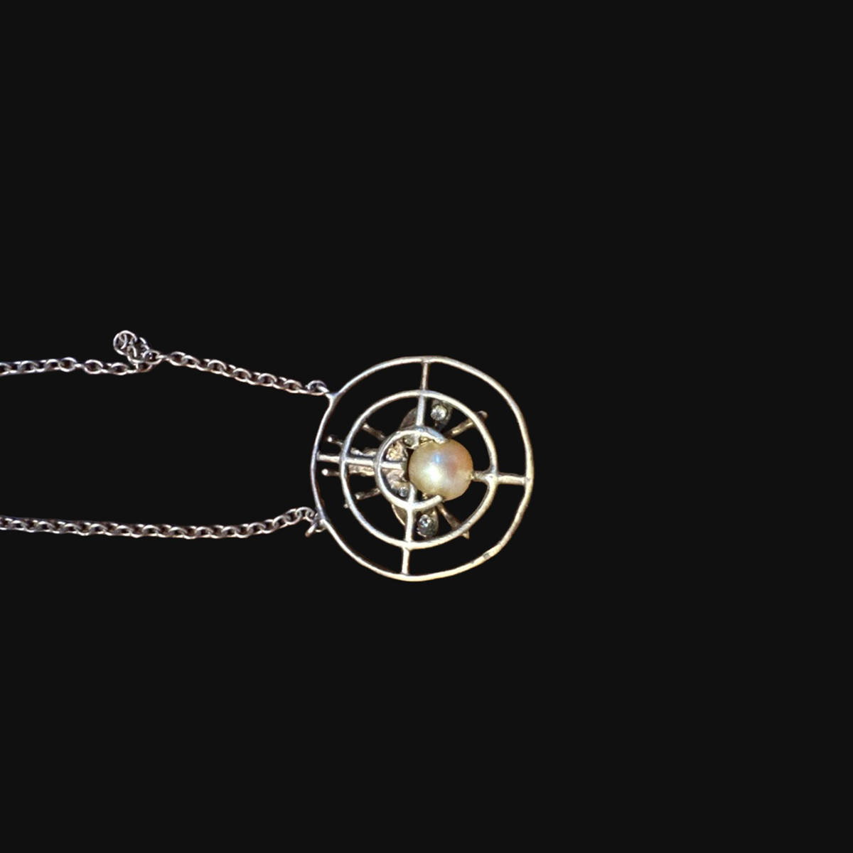 Sean McNanney sterling silver diamond and pearl bee necklace — reverse view